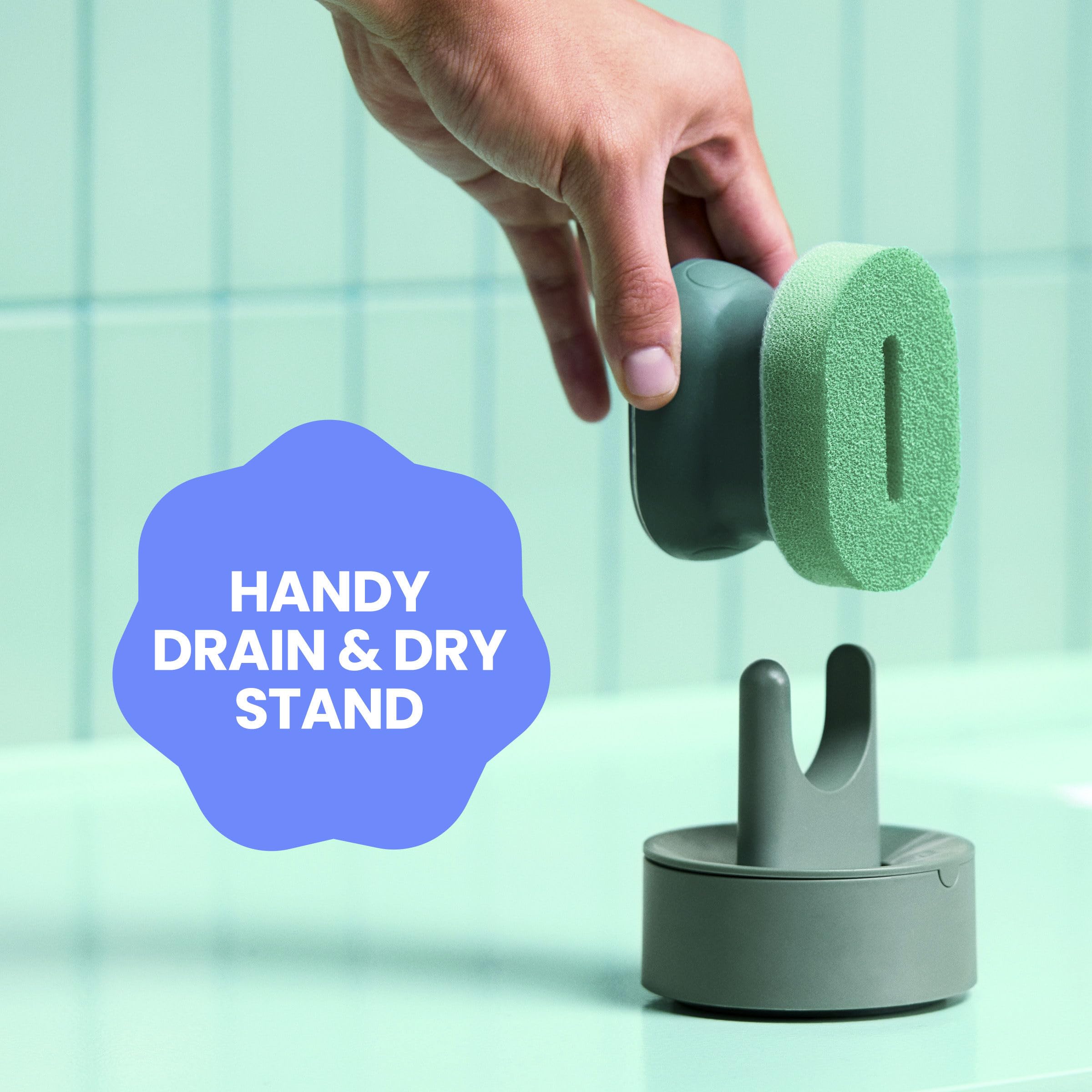 Brite by Scotch-Brite Cleaning Kit, Includes Fillable Dishwand with Drain + Dry Stand,Palm Scrubber with Drain + Dry Stand & Refill Sponges - Image 6