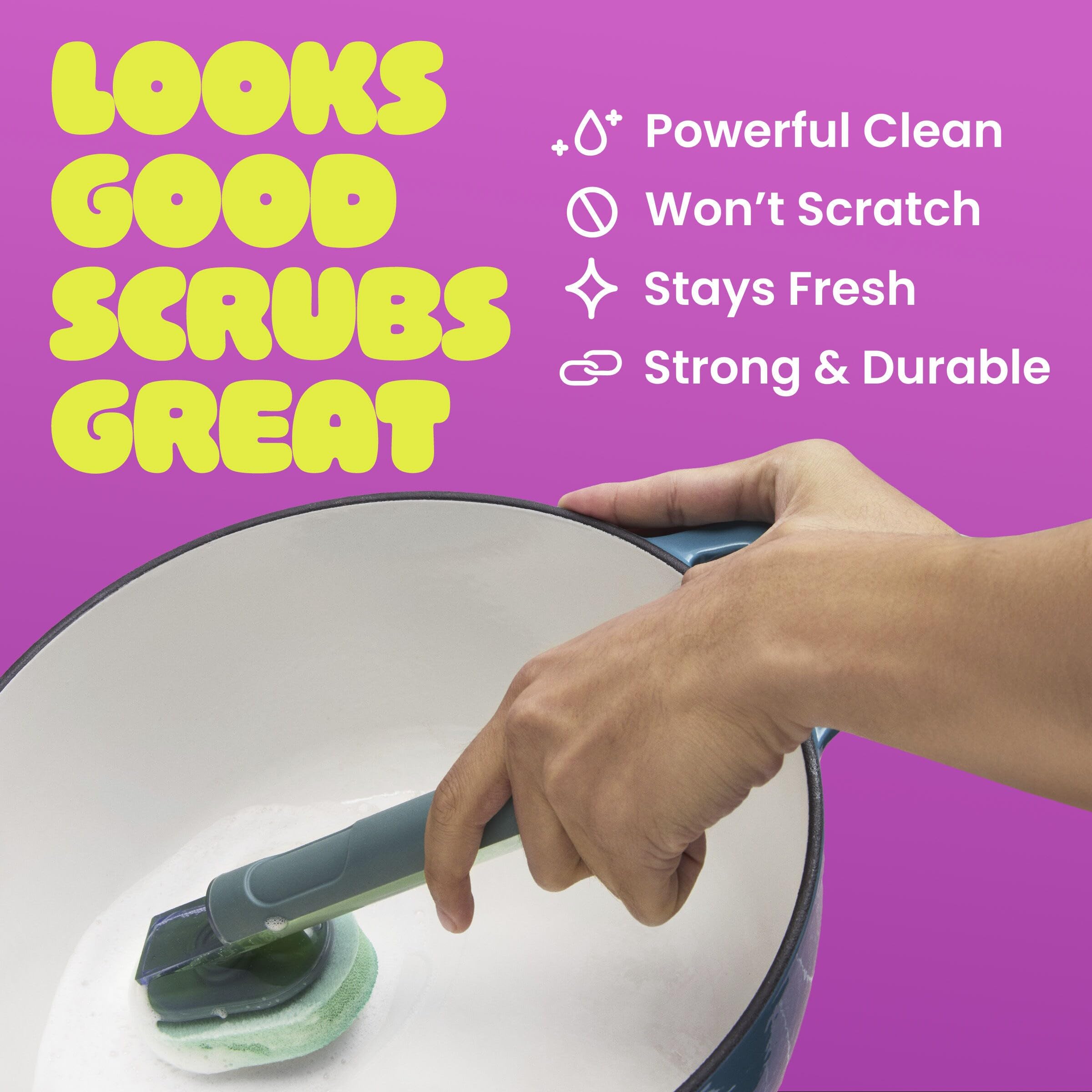Brite by Scotch-Brite Cleaning Kit, Includes Fillable Dishwand with Drain + Dry Stand,Palm Scrubber with Drain + Dry Stand & Refill Sponges - Image 8