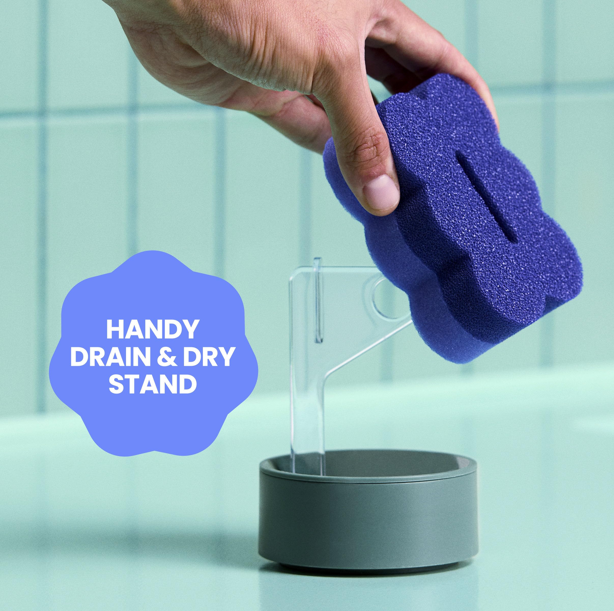Brite by Scotch-Brite Scrub & Wipe with Drain + Dry Stand, Kitchen Sponge for Washing Dishes, 7 Scrub Sponges - Image 3