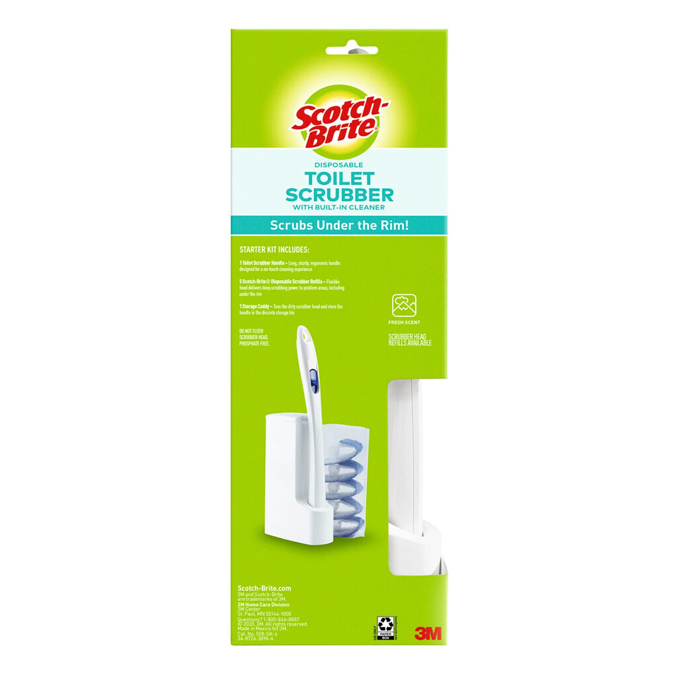 Scotch-Brite Disposable Toilet Scrubber Starter Kit, Disposable Refills with Built-In Bleach Alternative, Includes 1 Handle, Storage Caddy and 5 Refills - Image 14