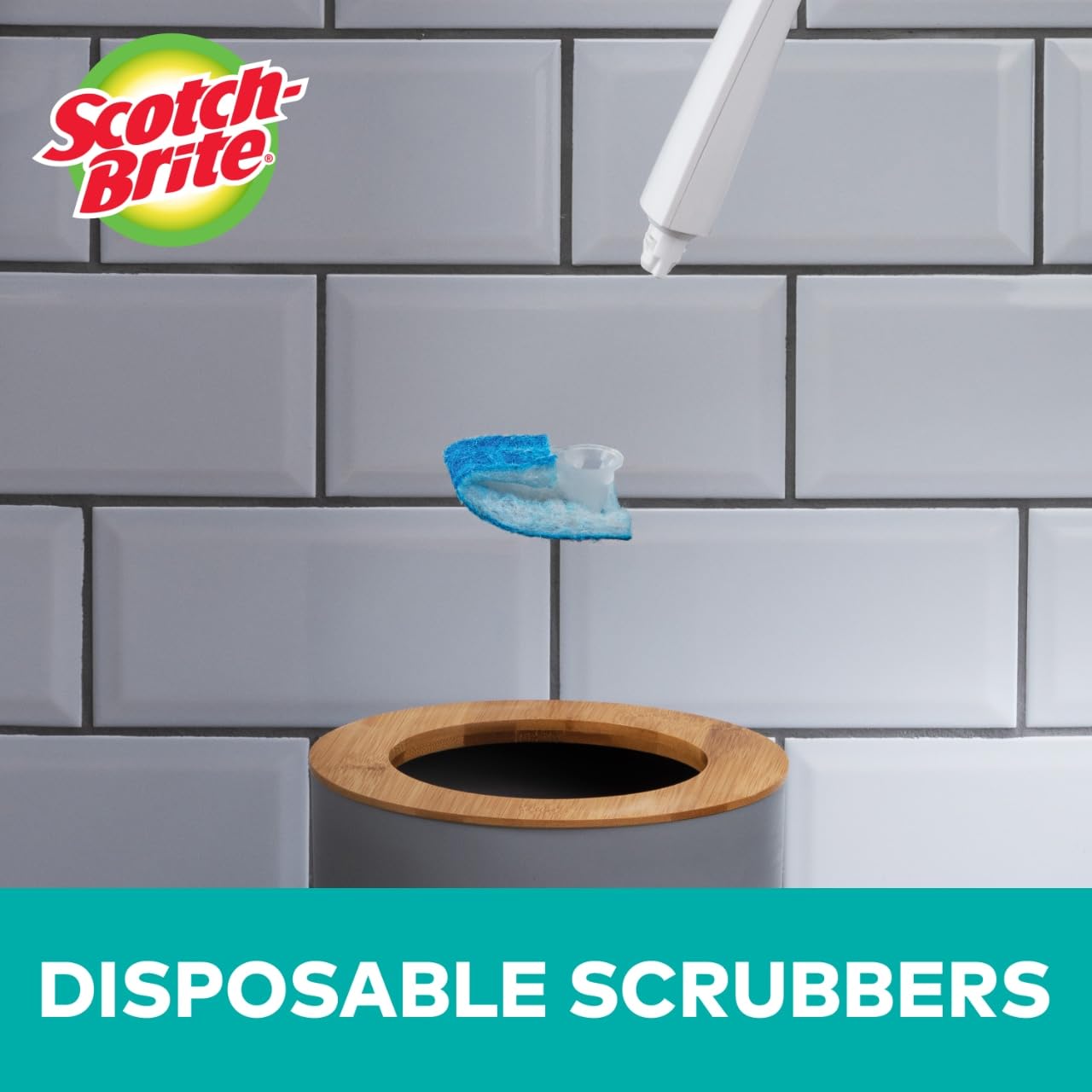 Scotch-Brite Disposable Toilet Scrubber Starter Kit, Disposable Refills with Built-In Bleach Alternative, Includes 1 Handle, Storage Caddy and 5 Refills - Image 5