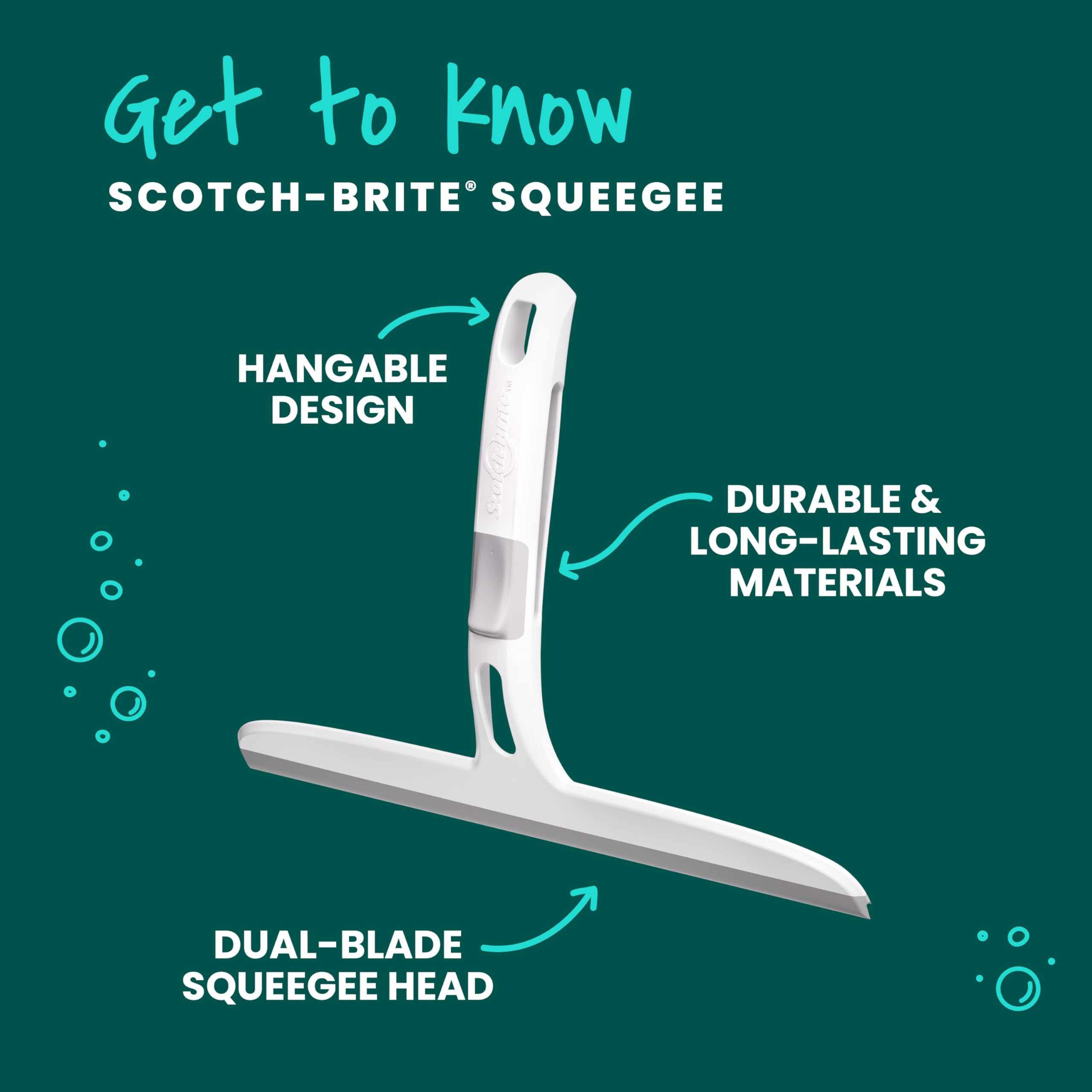 Scotch-Brite Dual Blade Squeegee, Safe on Mirrors, Glass Shower Doors, Windows and More, 4 Count - Image 3