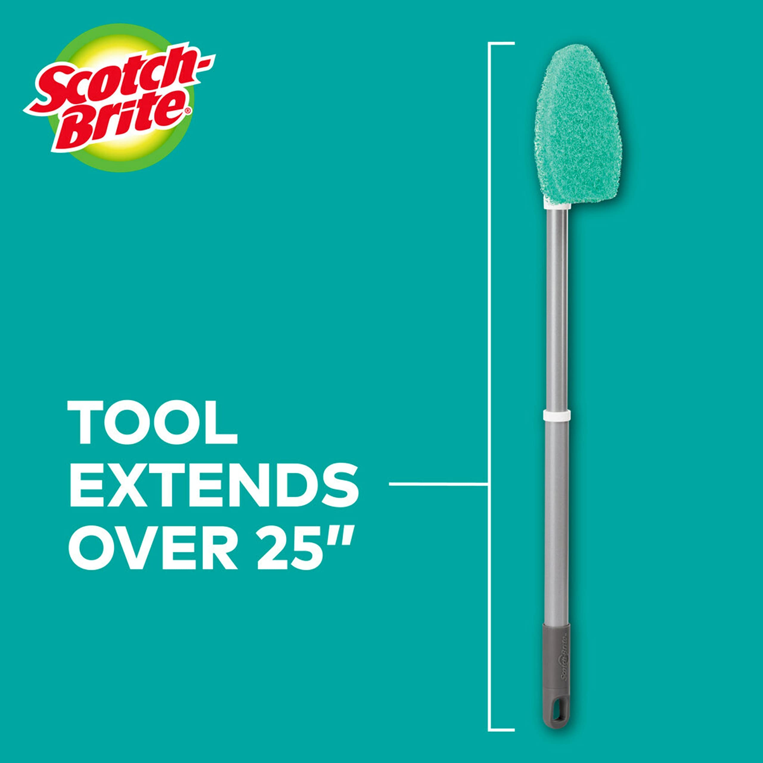 Scotch-Brite Extendable Tub & Tile Scrubber Kit, Includes 1 Handle and 3 Non-Scratch Scrubber Pads + Command Broom and Mop Grippers, 2-Grippers, 4-Strips - Image 3