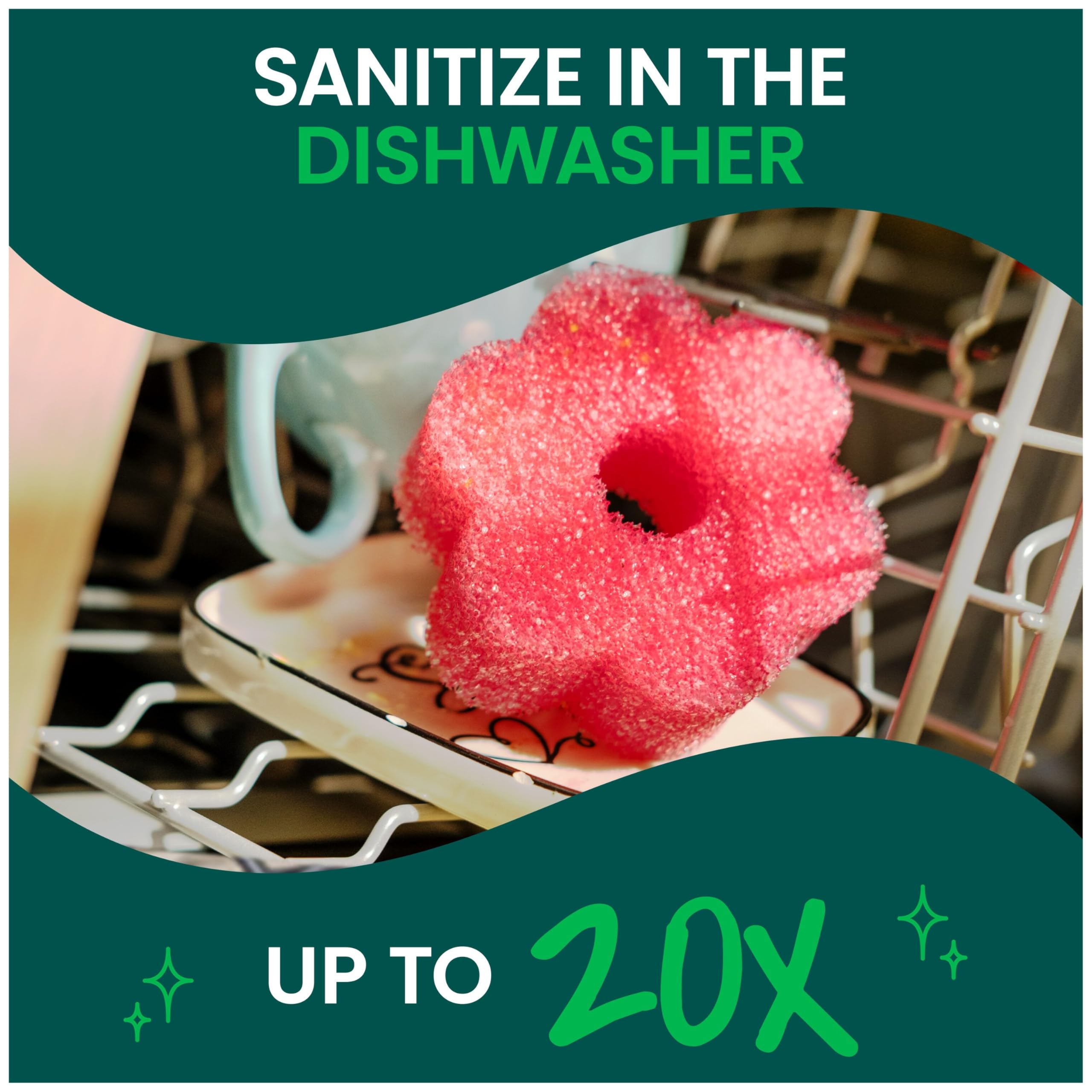 Scotch-Brite Flex Scrub, Pink, Non-Scratch Dish Sponge with Flexible Shape, Non- Scratch,1 Kitchen Sponge - Image 6