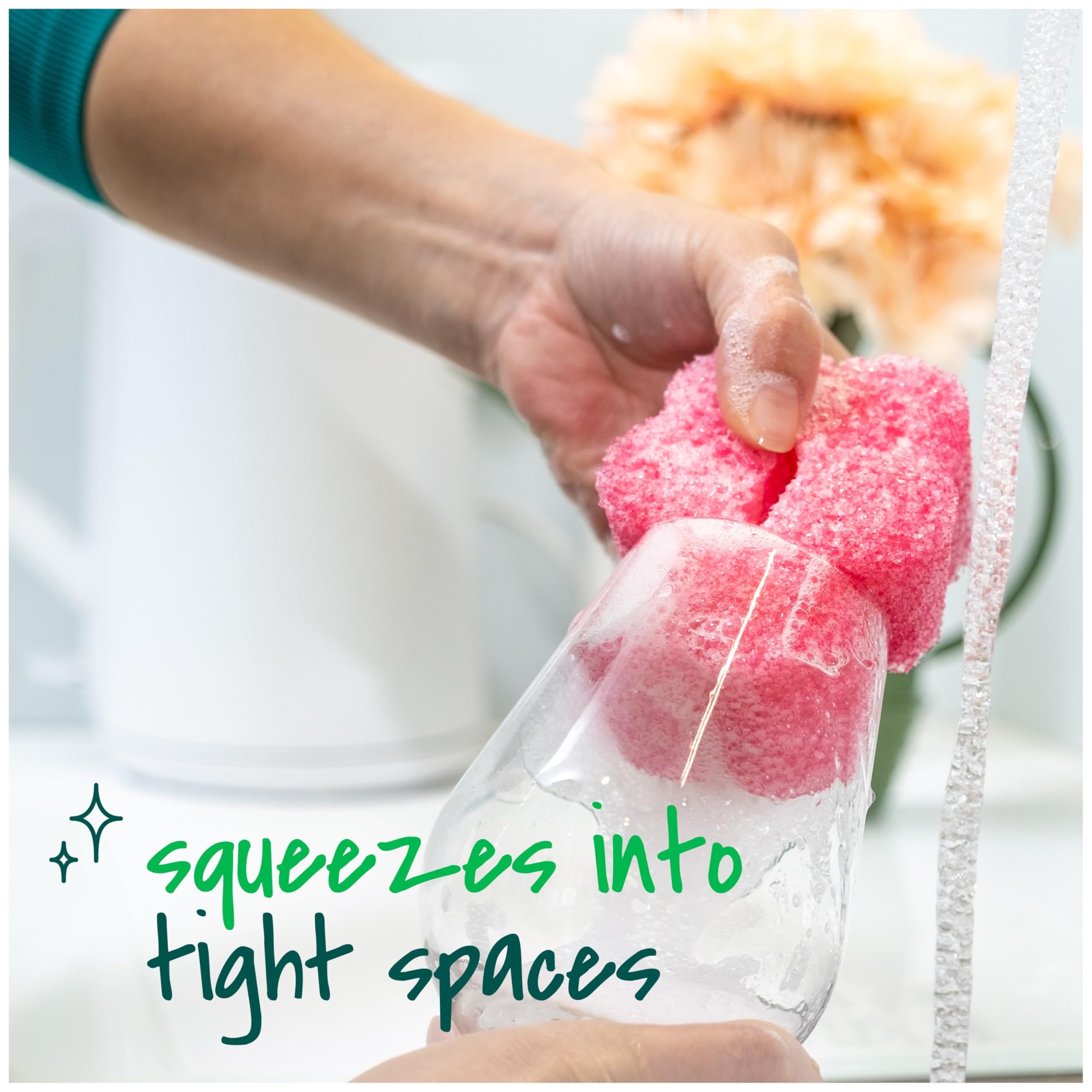 Scotch-Brite Flex Scrub, Pink, Non-Scratch Dish Sponge with Flexible Shape, Non- Scratch,1 Kitchen Sponge - Image 9