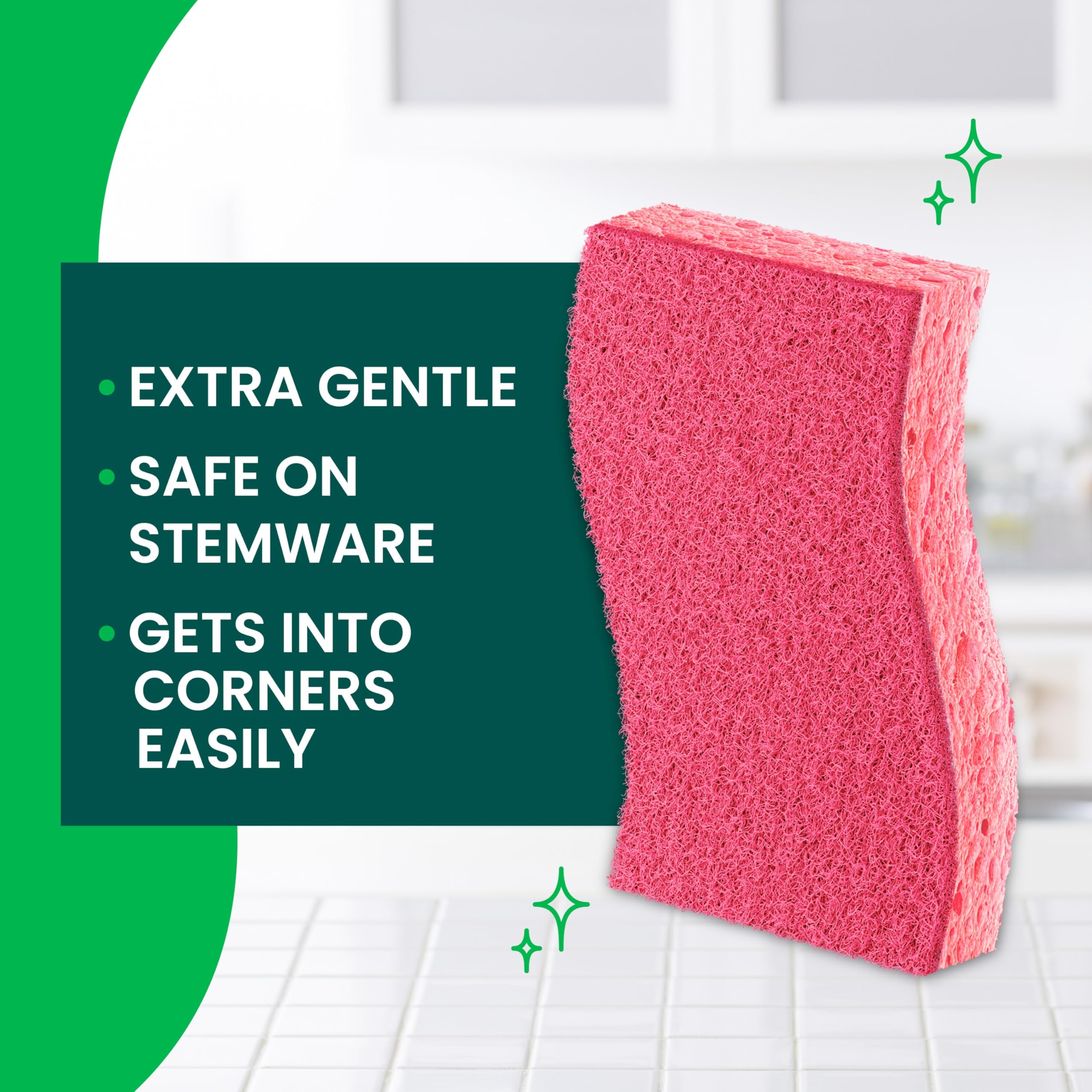 Scotch-Brite Gentle Clean Delicate Scrub Sponges, For Washing Dishes and Cleaning Kitchen, 3 Scrub Sponges - Image 3