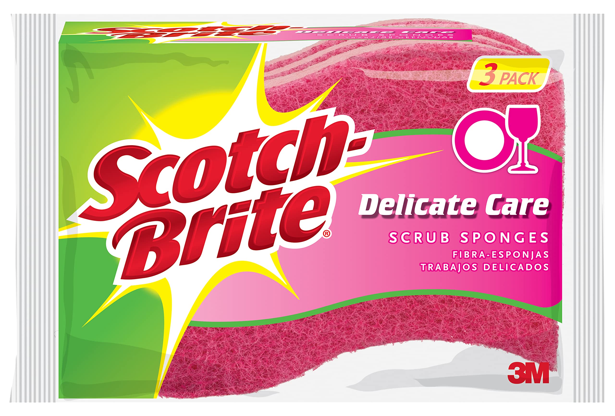 Scotch-Brite Gentle Clean Delicate Scrub Sponges, For Washing Dishes and Cleaning Kitchen, 24 Scrub Sponges