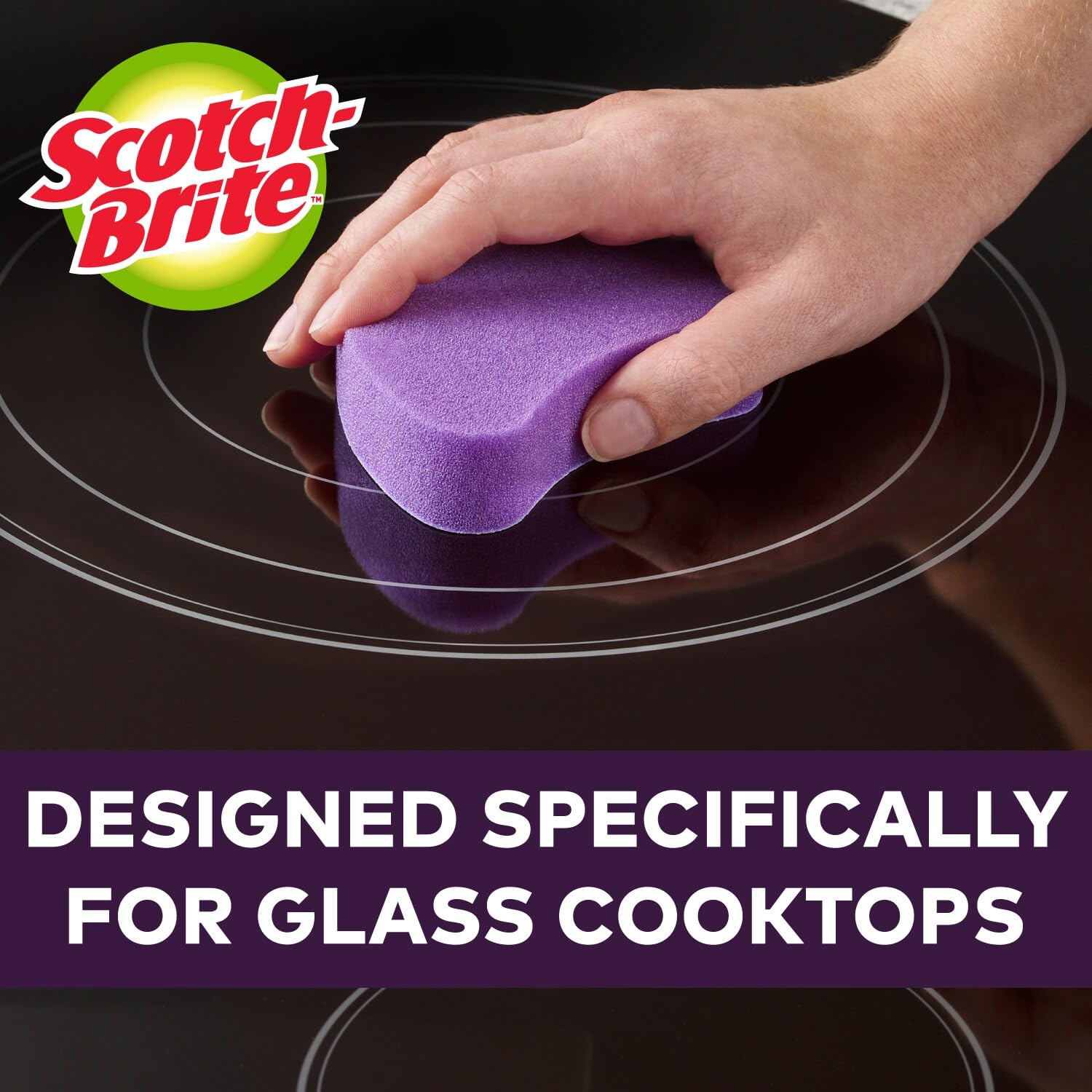 Scotch-Brite Glass Cooktop Pads, Scratch-Free & Non-Abrasive Scrubbers for Glass or Ceramic Stovetops, Cleans Burnt-On Messes with Just Water, Reusable Dishwasher-Safe Design, 4 Pads - Image 4