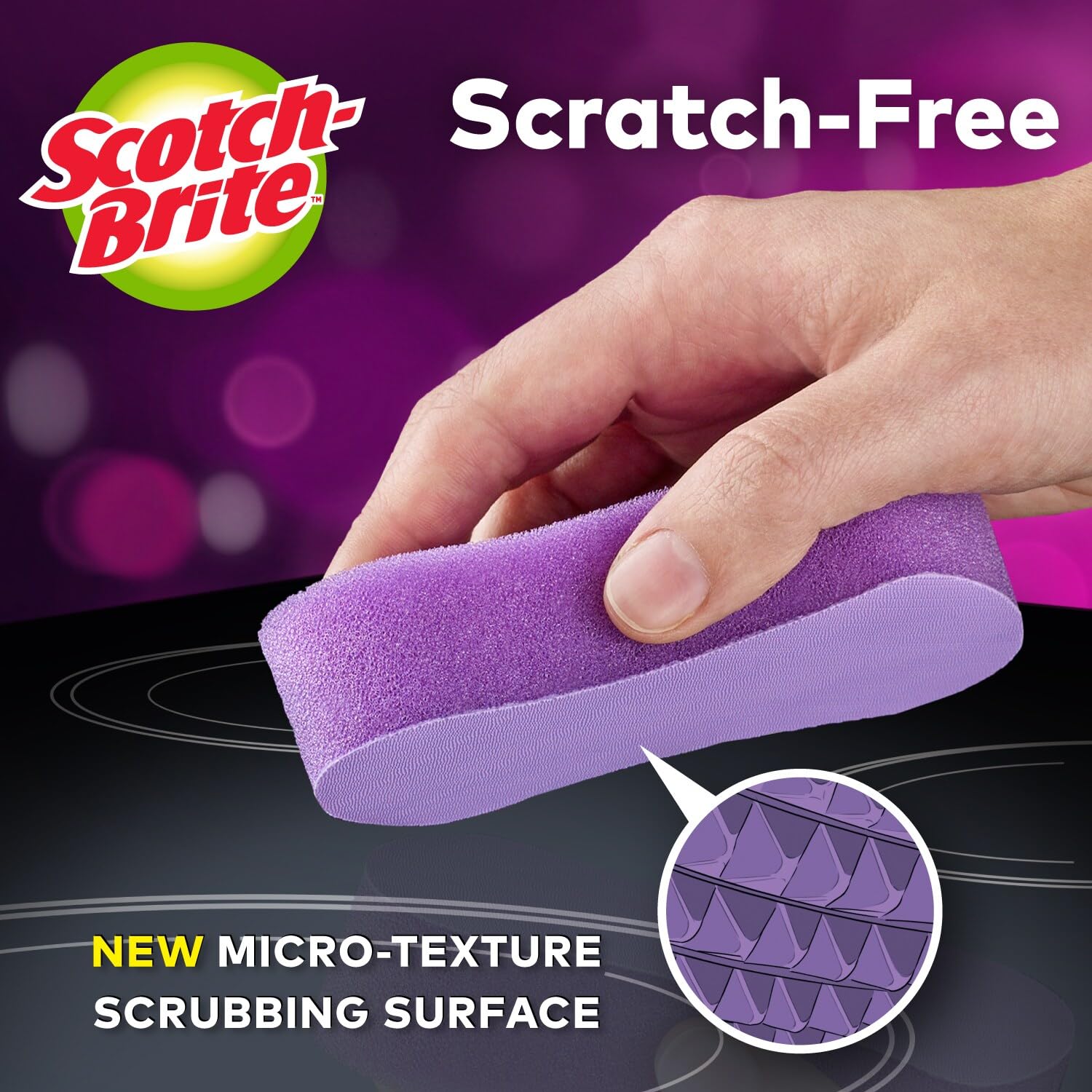 Scotch-Brite Glass Cooktop Pads, Scratch-Free & Non-Abrasive Scrubbers for Glass or Ceramic Stovetops, Cleans Burnt-On Messes with Just Water, Reusable Dishwasher-Safe Design, 4 Pads - Image 6