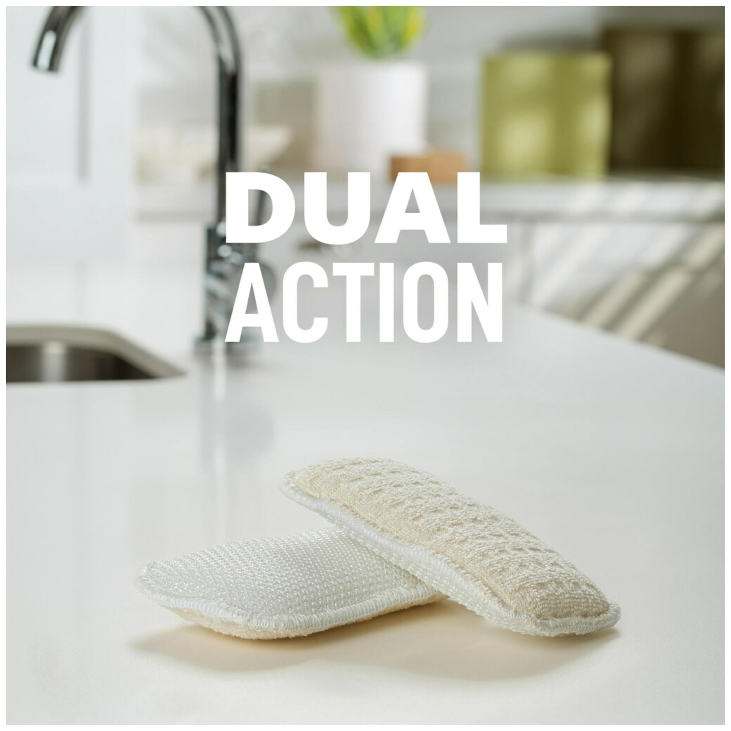 Scotch-Brite Greener Clean Dual Action Scrub & Wipe, 2 Flexible Dish Cloths for Washing Dishes and Kitchen, Safe on Nonstick Pots and Pans, Glassware, China, Tubs & Tile - Image 3