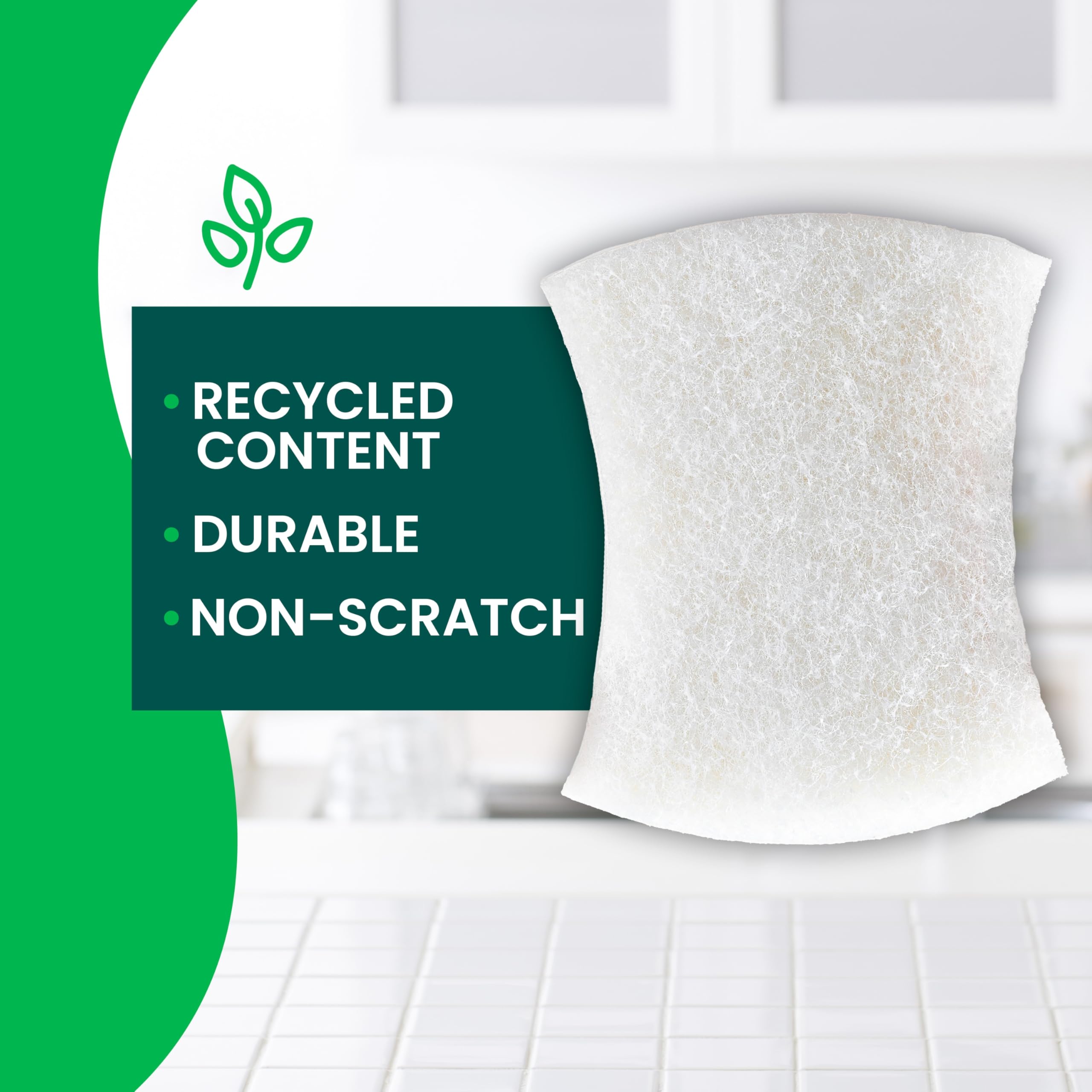 Scotch-Brite Greener Clean Non-Scratch Scrub Sponge, Sponge for Washing Dishes, Cleaning Kitchen, Superior Performance and Made with Sustainable Materials, Dishwasher Safe, 12 Scrub Sponges - Image 3