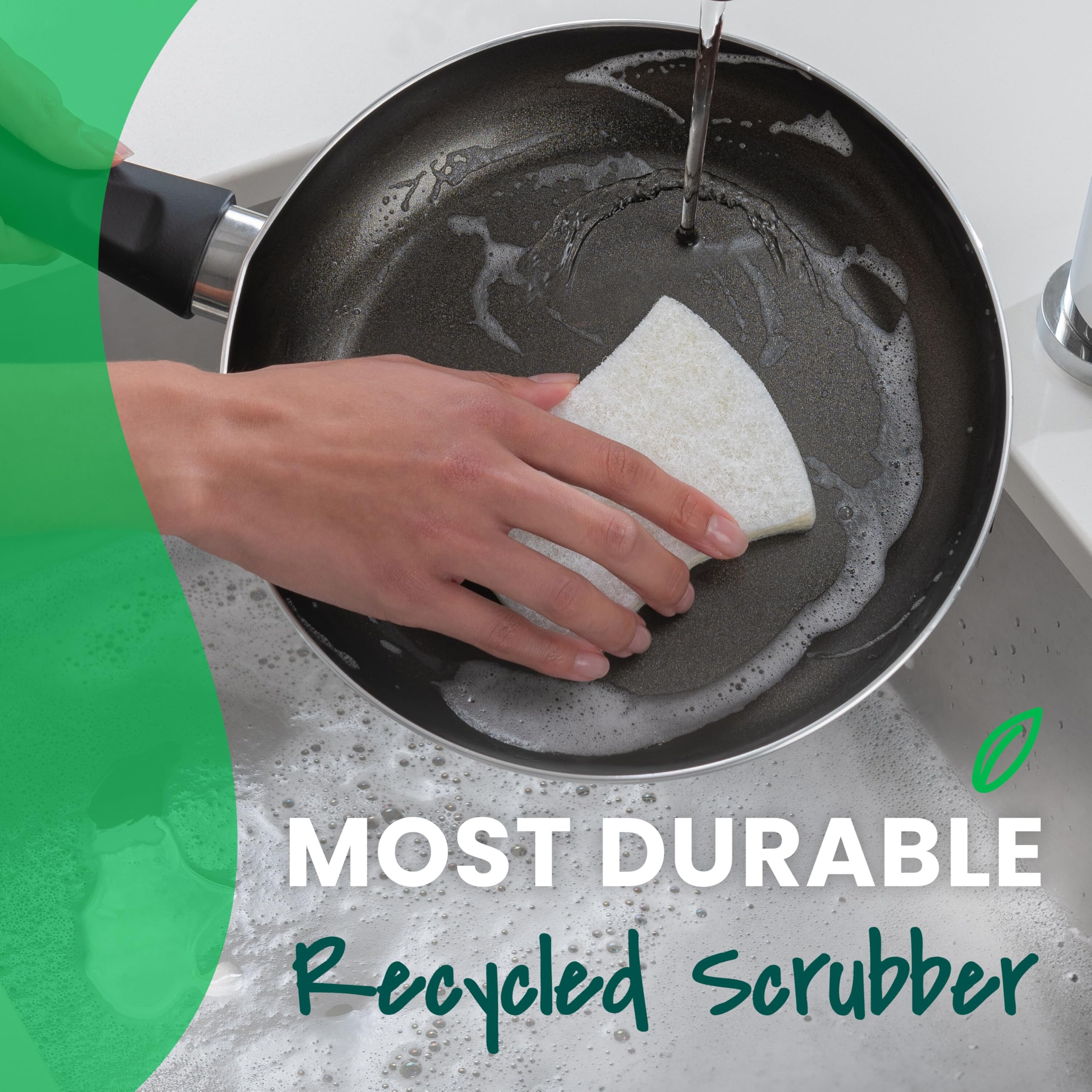 Scotch-Brite Greener Clean Non-Scratch Scrub Sponge, Sponge for Washing Dishes, Cleaning Kitchen, Superior Performance and Made with Sustainable Materials, Dishwasher Safe, 12 Scrub Sponges - Image 5