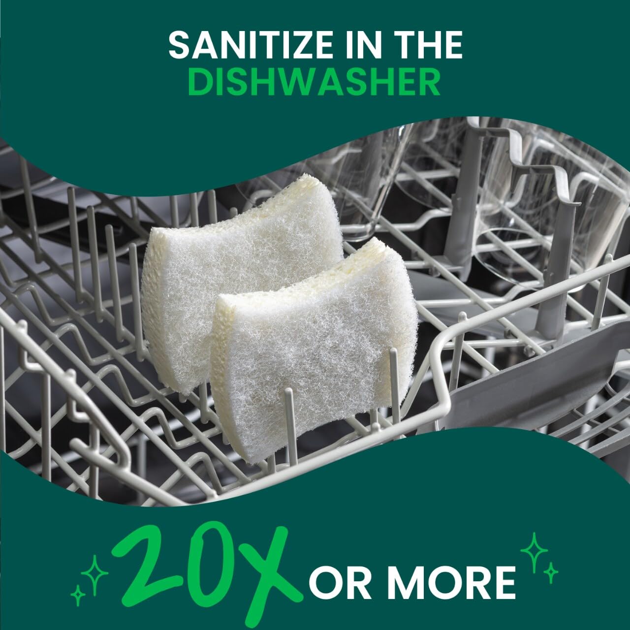 Scotch-Brite Greener Clean Non-Scratch Scrub Sponge, Sponge for Washing Dishes, Cleaning Kitchen, Superior Performance and Made with Sustainable Materials, Dishwasher Safe, 12 Scrub Sponges - Image 7
