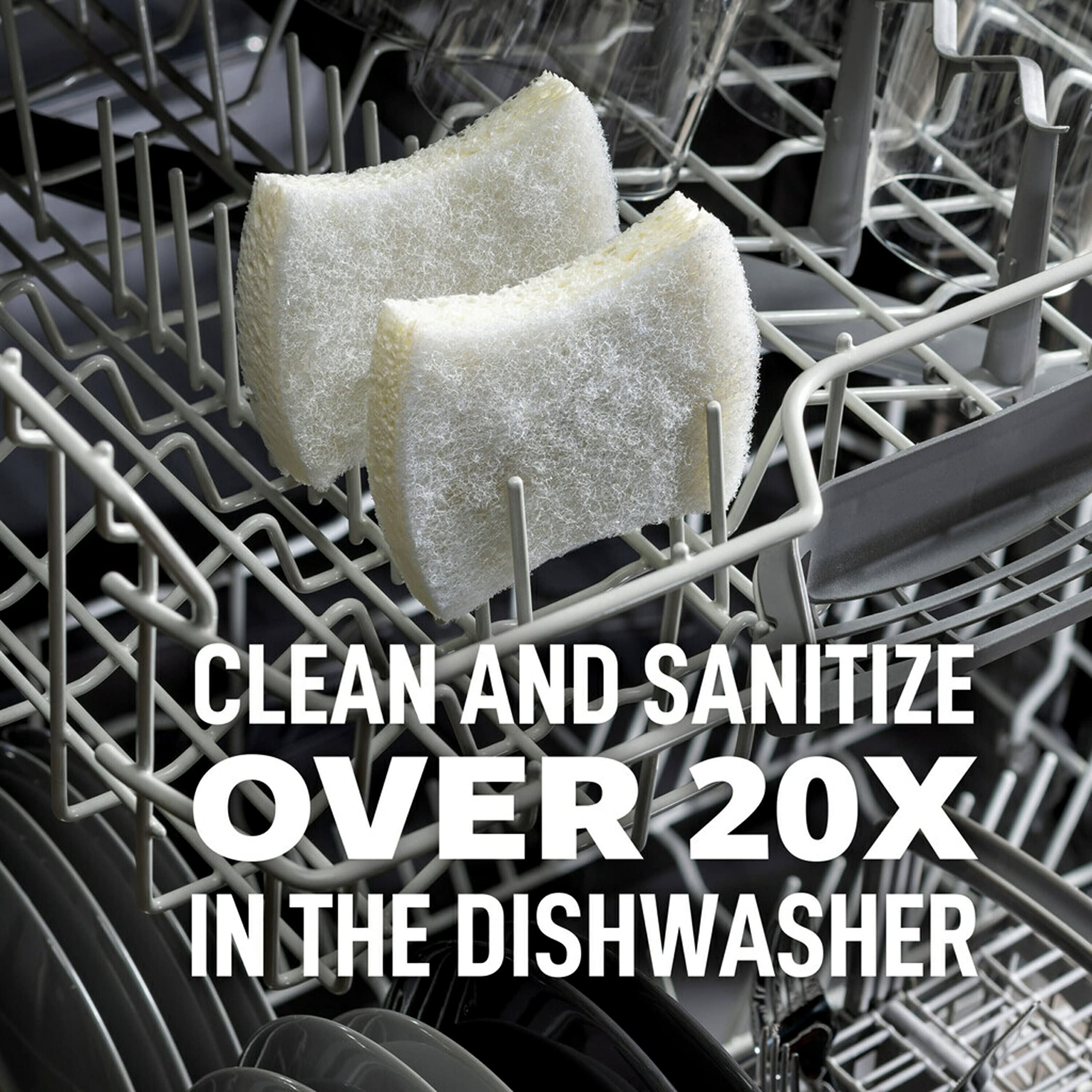 Scotch-Brite Greener Clean Non-Scratch Scrub Sponge, Sponge for Washing Dishes, Cleaning Kitchen, Superior Performance and Made with Sustainable Materials, Dishwasher Safe, 3 Scrub Sponges (Pack of 2) - Image 5