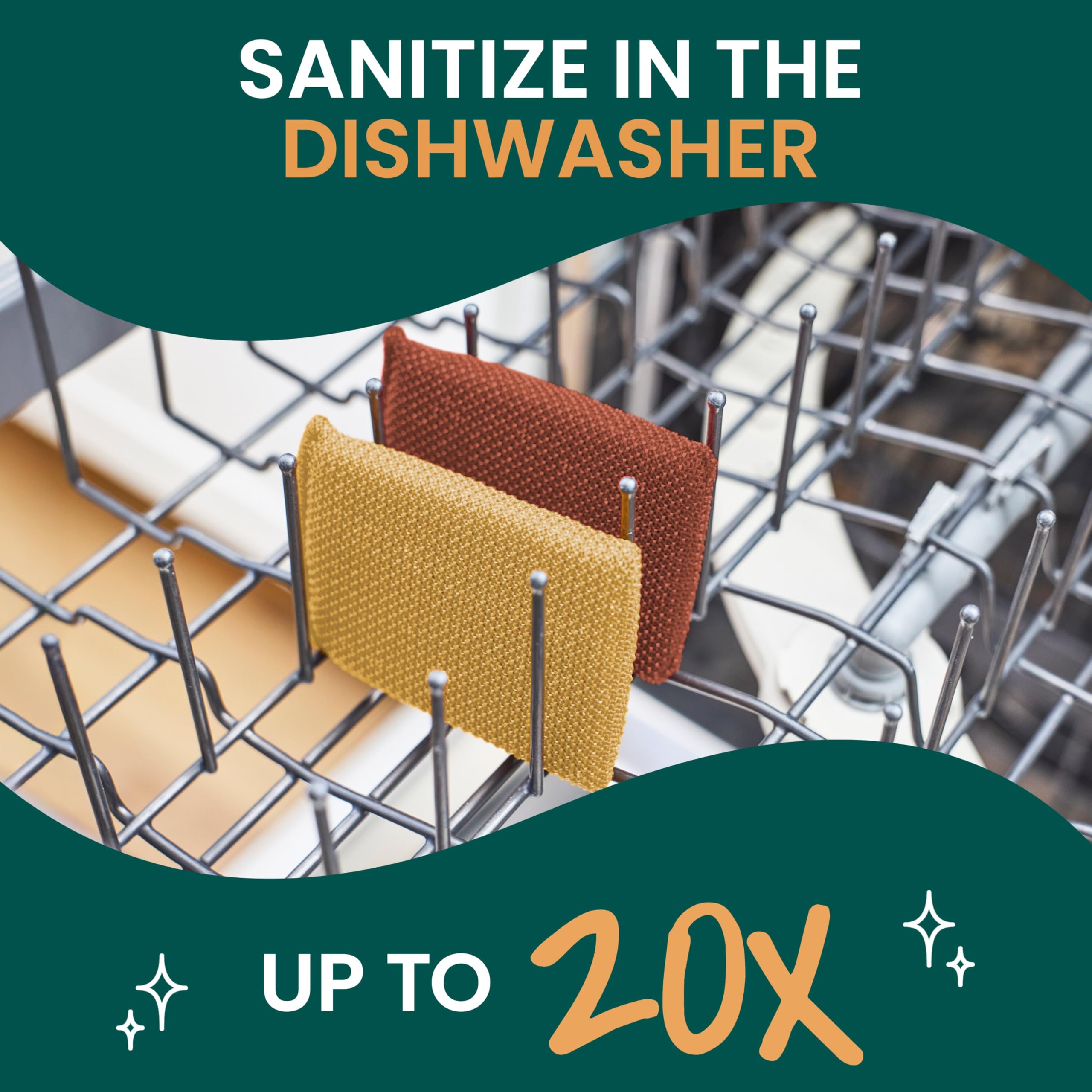 Scotch-Brite Harvest Dobie Scrubbing Pads, Non-Scratch Kitchen Sponge for Cleaning Dishes, Appliances, and Bathrooms, Pumpkin Orange Dish Sponge that Dries Fast, 2-Pack - Image 6