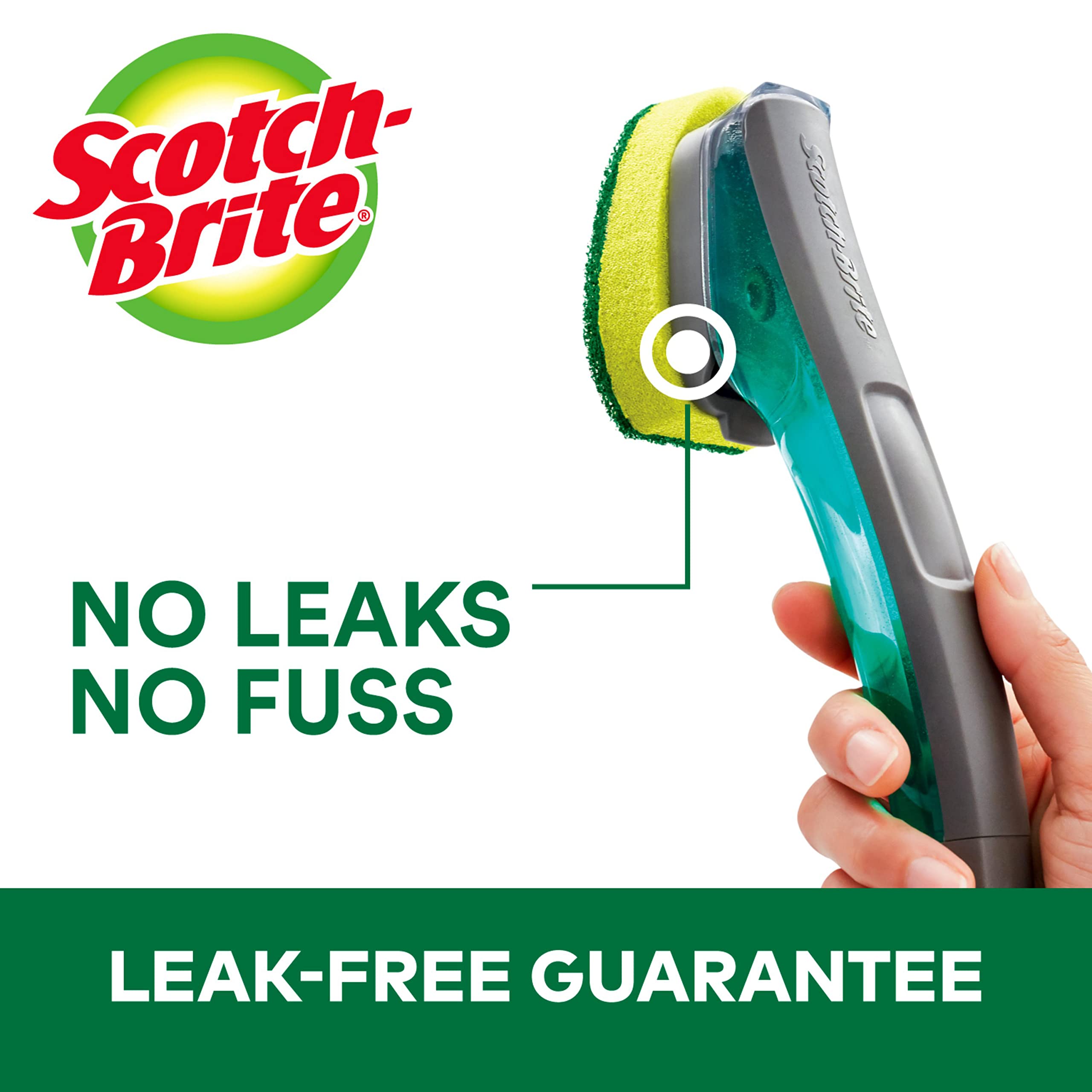 Scotch-Brite Heavy Duty Advanced Soap Control Dishwand Kit, Includes 1 Wand & 5 Refill Pads, Control Soap with A Button, Keep Your Hands Out of Dirty Water (Pack of 2) - Image 3