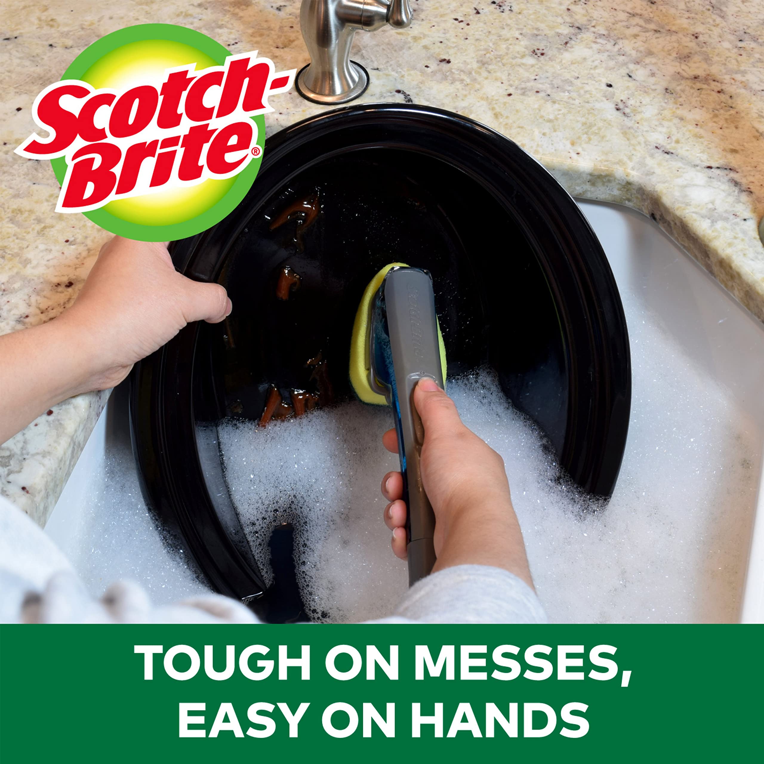 Scotch-Brite Heavy Duty Advanced Soap Control Dishwand Kit, Includes 1 Wand & 5 Refill Pads, Control Soap with A Button, Keep Your Hands Out of Dirty Water (Pack of 2) - Image 5