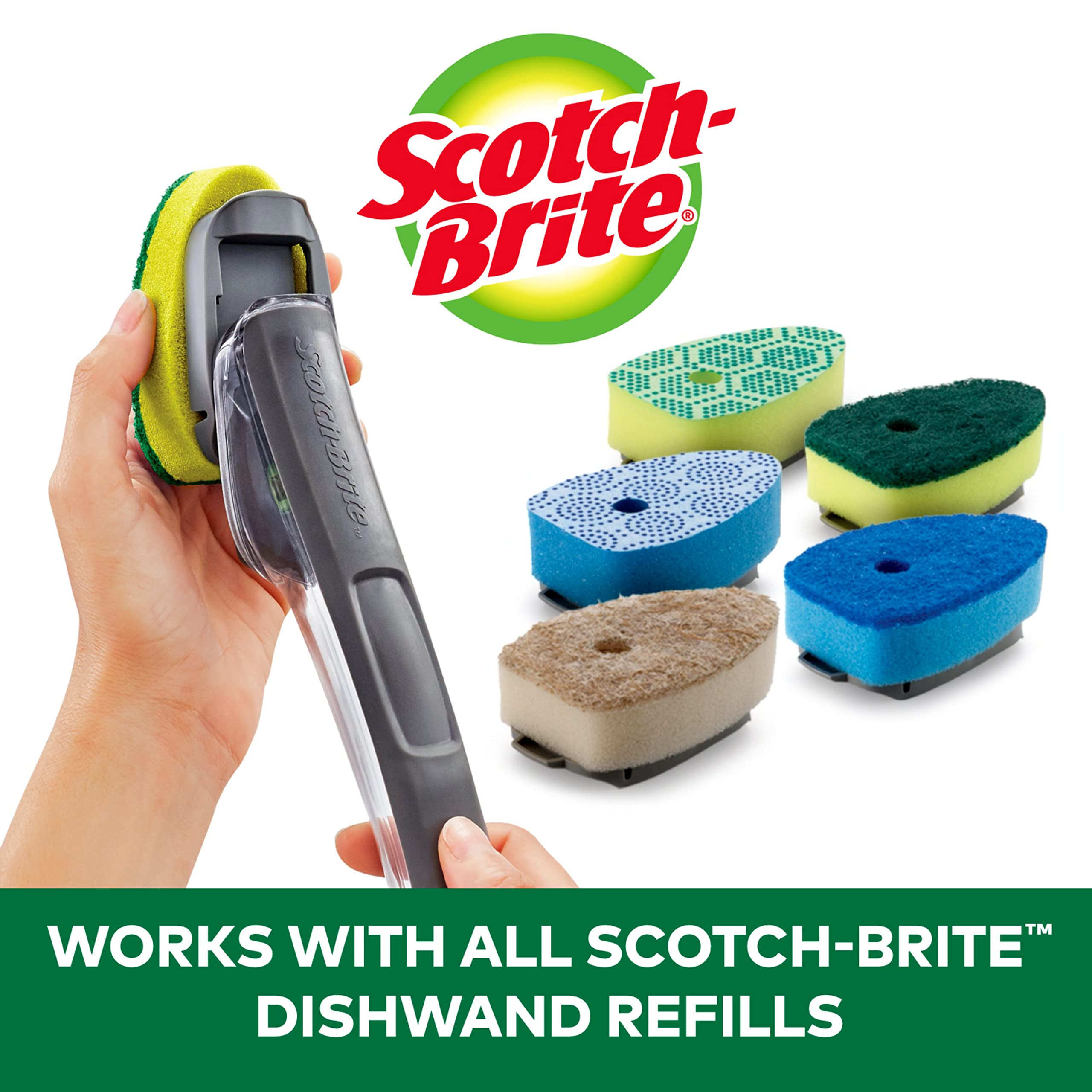 Scotch-Brite Heavy Duty Advanced Soap Control Dishwand Kit, Includes 1 Wand & 5 Refill Pads, Control Soap with A Button, Keep Your Hands Out of Dirty Water (Pack of 2) - Image 6