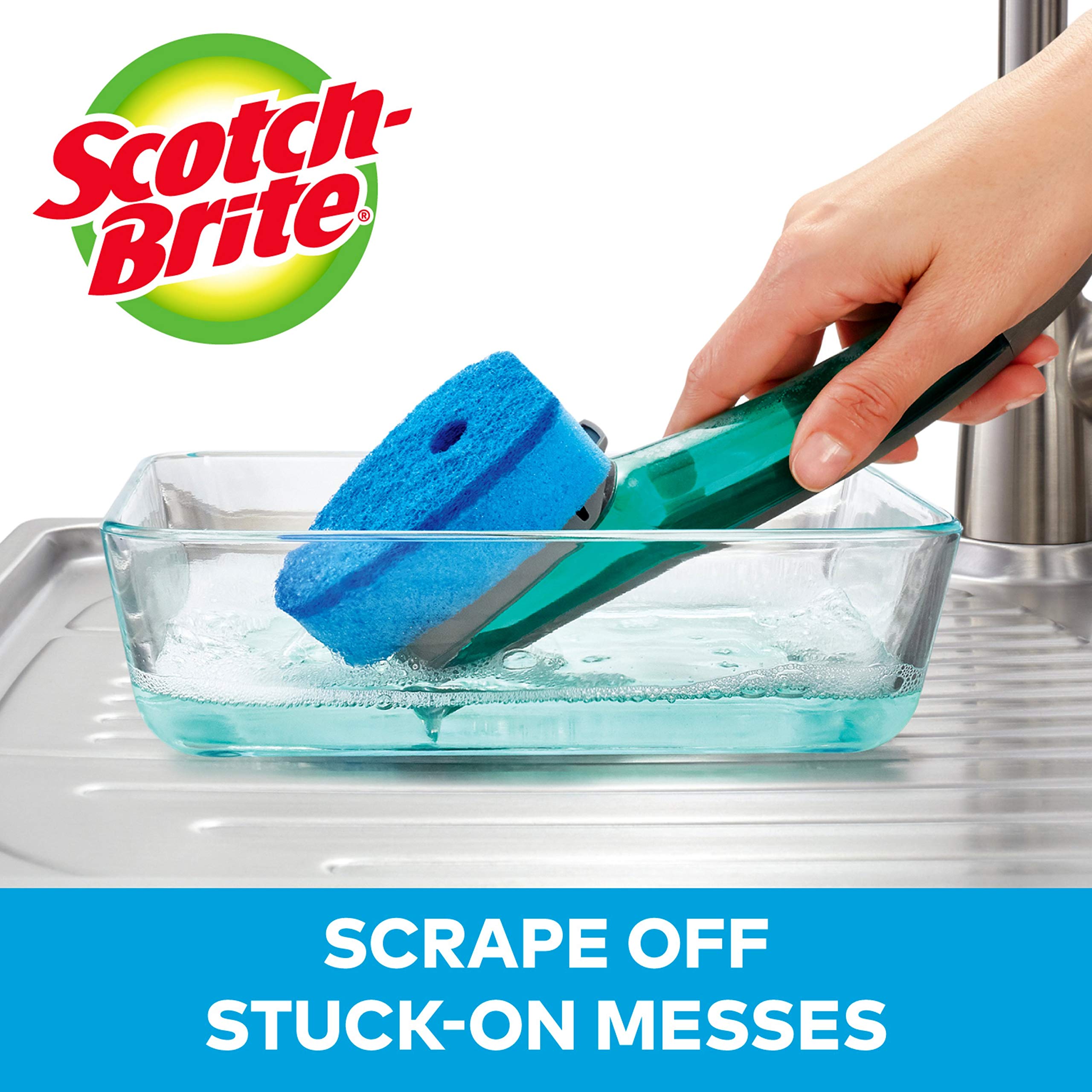 Scotch-Brite Kitchen Cleaning & Dish Washing Starter Kit: Non-Scratch Scrub Sponge (6 Pack) + Non-Scratch Advanced Soap Control Dishwand + Glass and Water Bottle Brush - Image 8