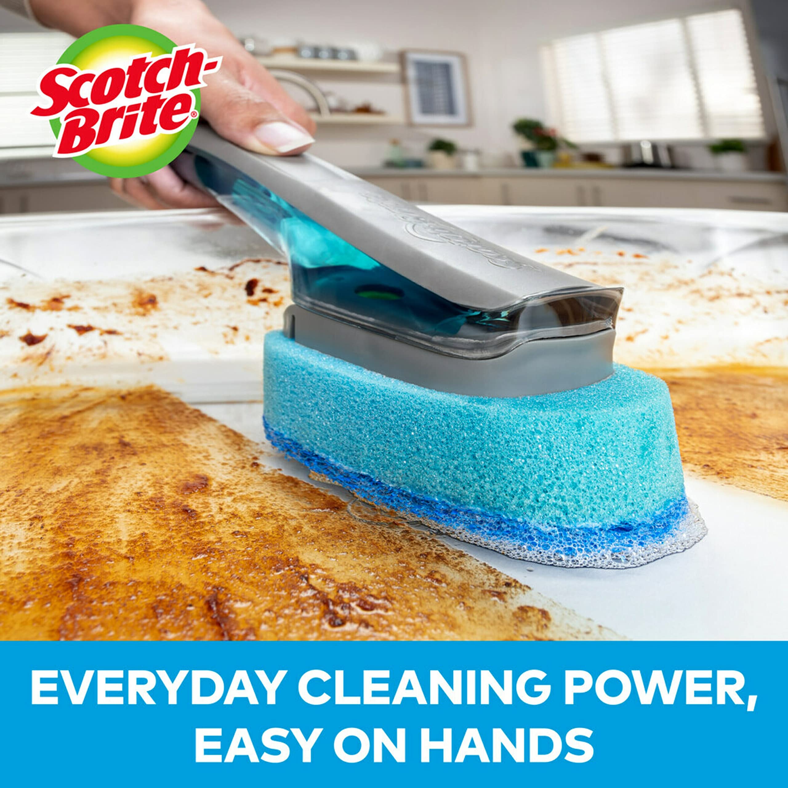 Scotch-Brite Kitchen Cleaning & Dish Washing Starter Kit: Non-Scratch Scrub Sponge (6 Pack) + Non-Scratch Advanced Soap Control Dishwand + Glass and Water Bottle Brush - Image 9
