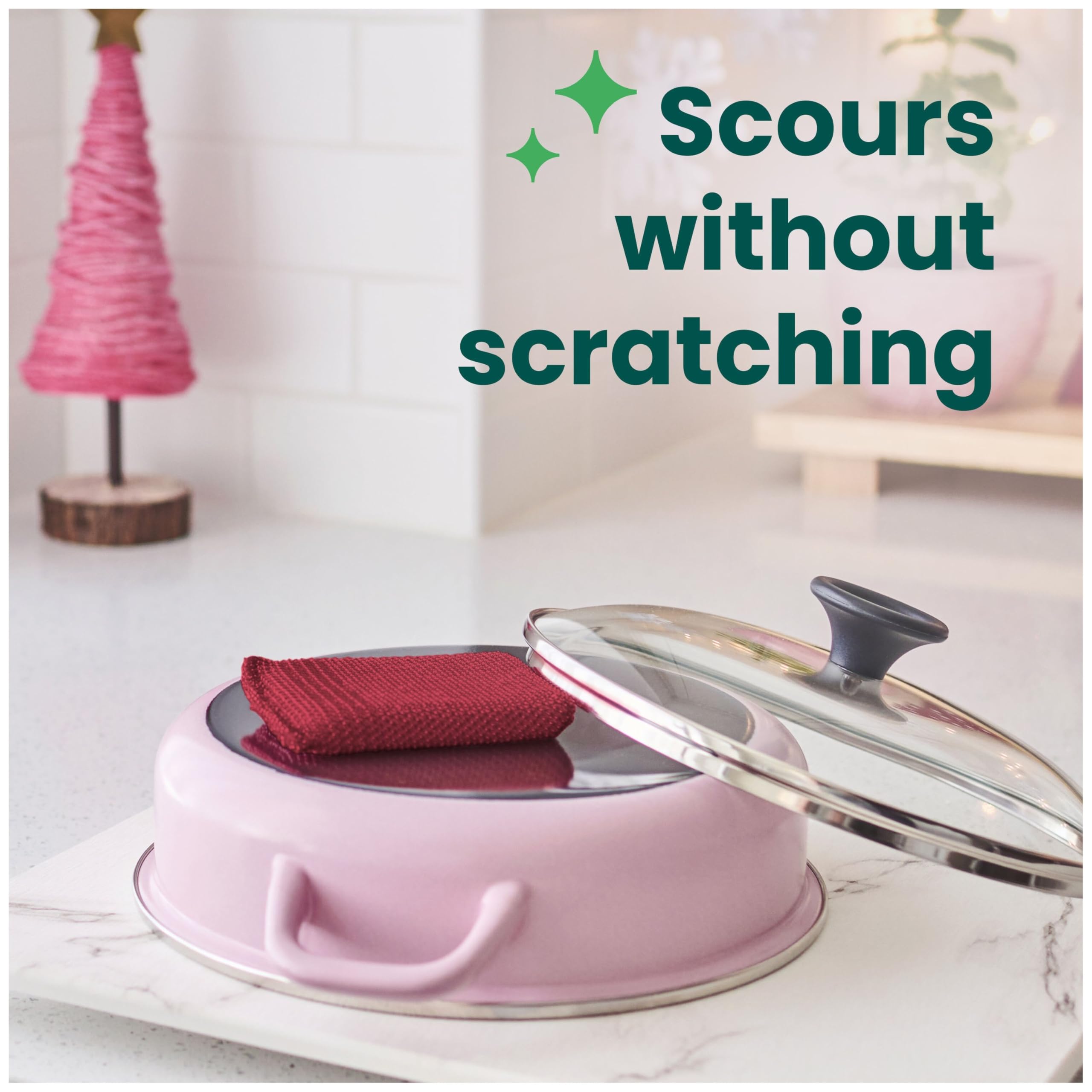 Scotch-Brite Merry + Brite Holiday Collection, 3 Pop-Up Sponges, 1 Heavy Duty Christmas Tree Sponge, 2 Scrubbing Pads, 1 Snowflake Sponge - Image 6