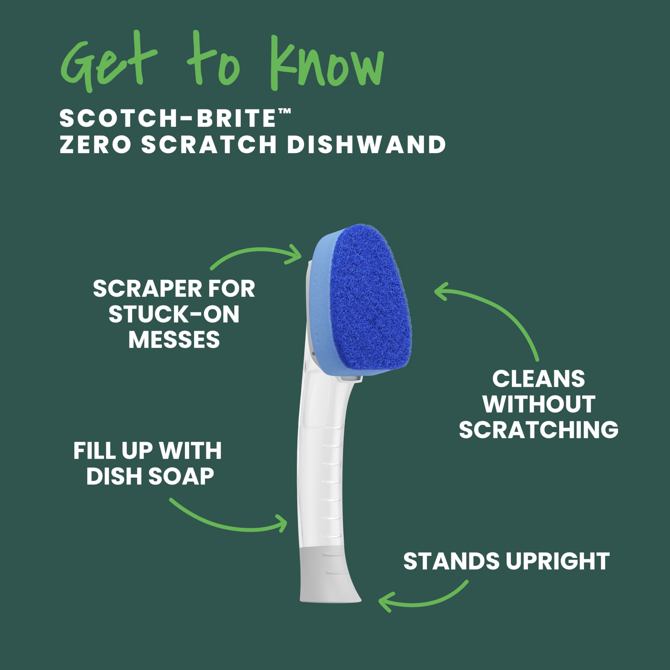 Scotch-Brite Non-Scratch Dishwand Kit, Includes 1 Wand & 7 Refill Pads, Keep Hands Out of the Mess - Image 3