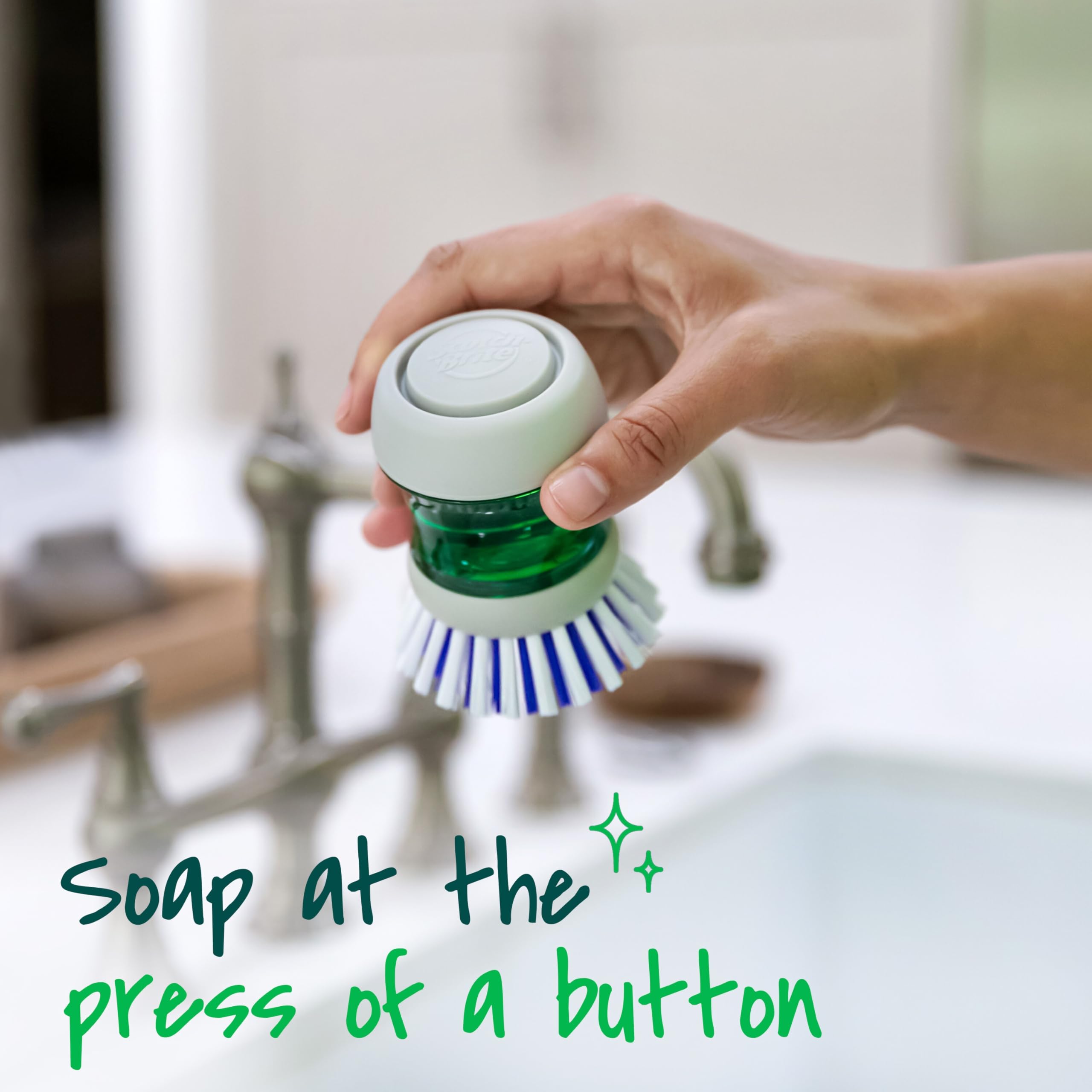 Scotch-Brite Odor Resist Soap Dispensing Palm Brush, Reusable Scrub Brushes for Cleaning Cookware, Bathtubs, and Showers without Scratching, Antimicrobial and Rinses Clean - Image 8