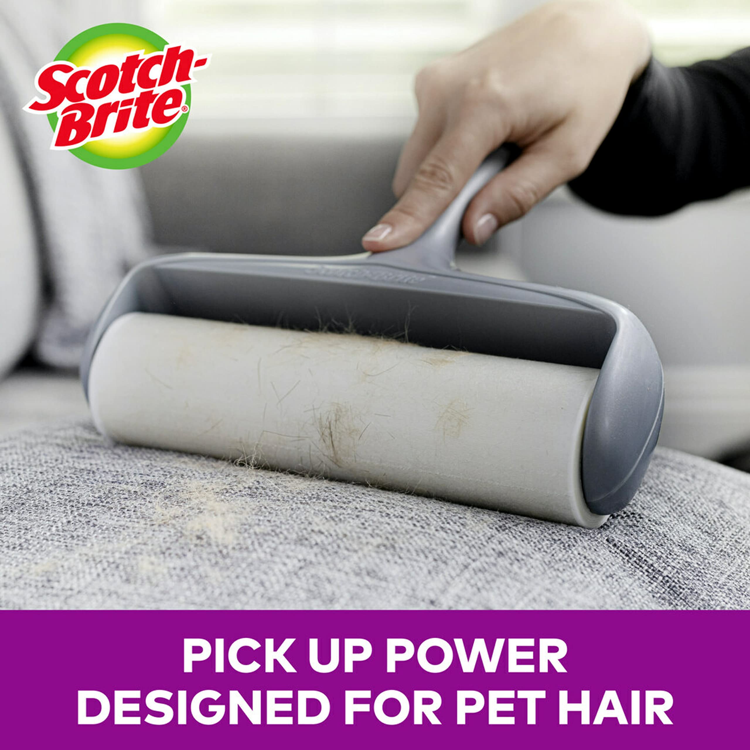 Scotch-Brite Pet Extra Sticky Large Surface Roller, Designed for Pet Hair (60 Sheets) + Scotch-Brite 50% Stickier Large Surface Roller Refill, 60 Sheets (Pack of 4), 240 Sheets Total - Image 2
