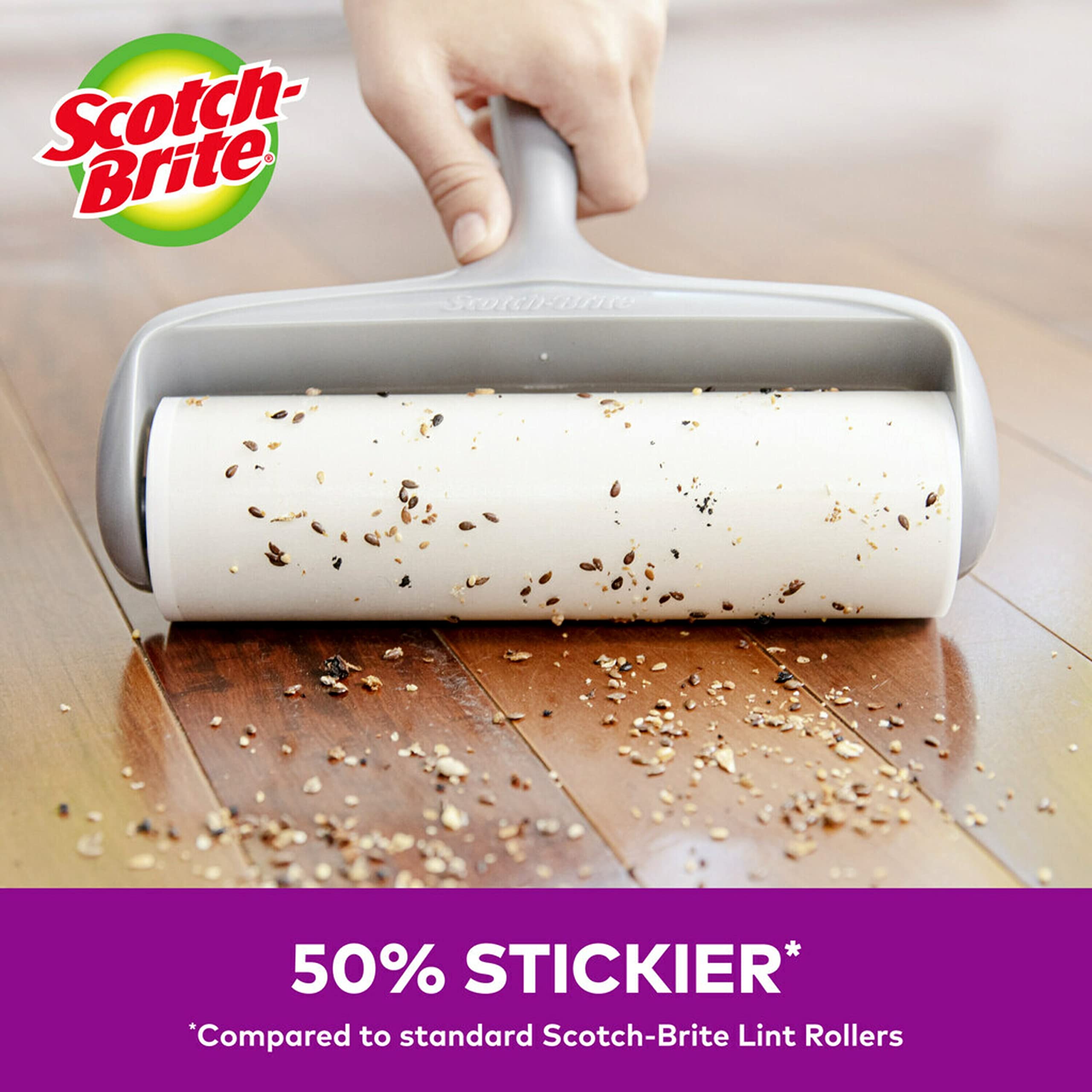 Scotch-Brite Pet Extra Sticky Large Surface Roller, Designed for Pet Hair (60 Sheets) + Scotch-Brite 50% Stickier Large Surface Roller Refill, 60 Sheets (Pack of 4), 240 Sheets Total - Image 3