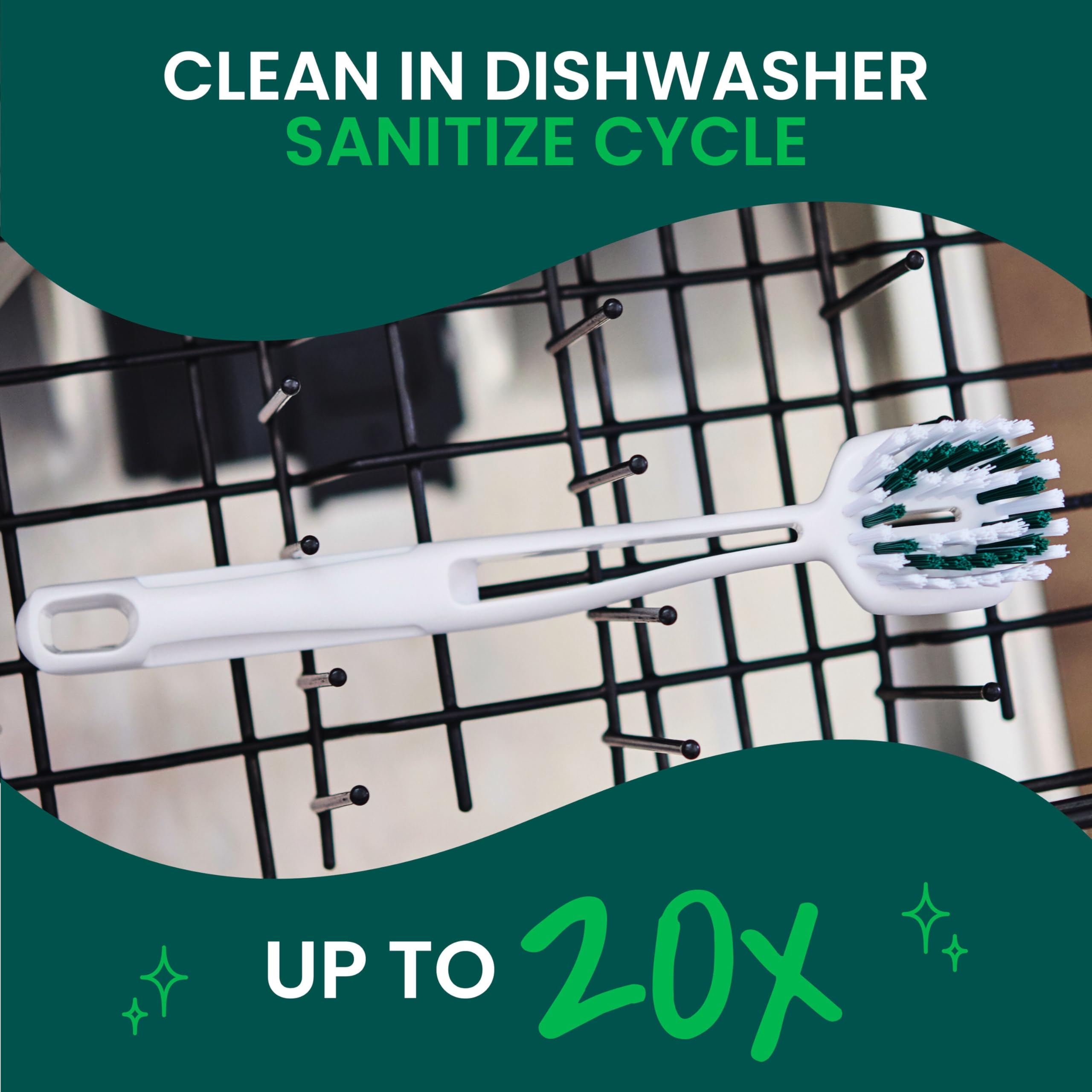 Scotch-Brite Pot + Pan Brush, Durable and Long Lasting Dish Brush with Handle for Scrubbing Stainless Steel, Outdoor Furniture, and Sinks without Scratching, Antimicrobial, and Rinses Clean - Image 7
