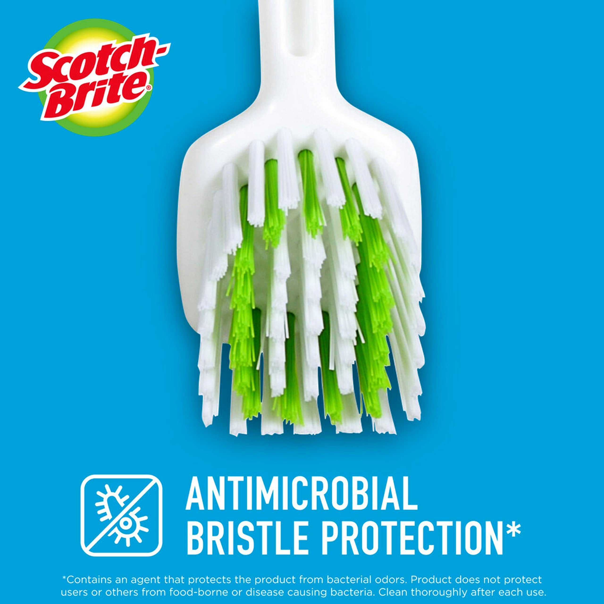 Scotch-Brite Pot Pan & Dish Brush (4 Count) + Command Small Wire Hooks, White (4 Hooks, 5 Strips) - Image 3