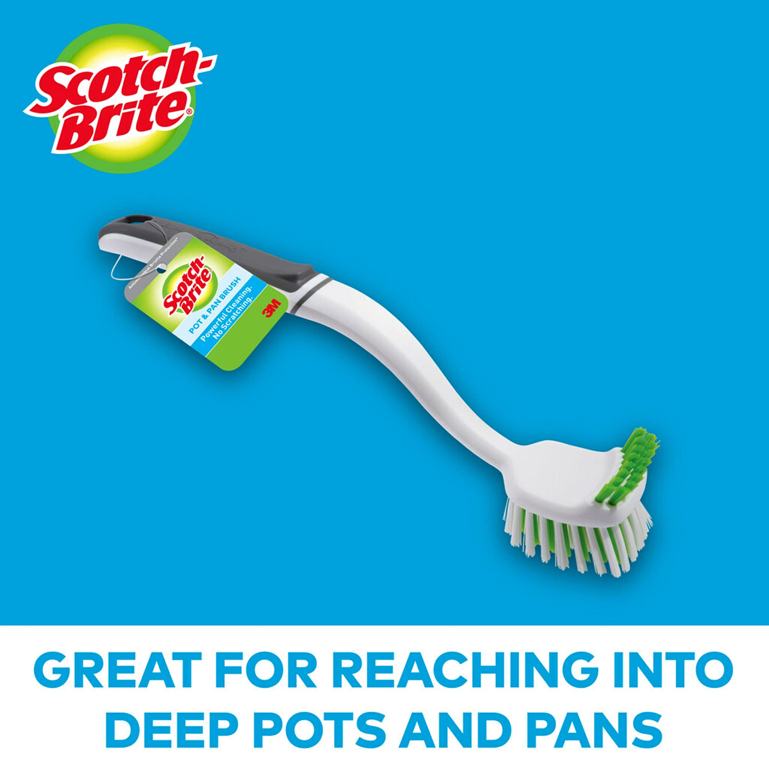 Scotch-Brite Pot Pan & Dish Brush (4 Count) + Command Small Wire Hooks, White (4 Hooks, 5 Strips) - Image 5