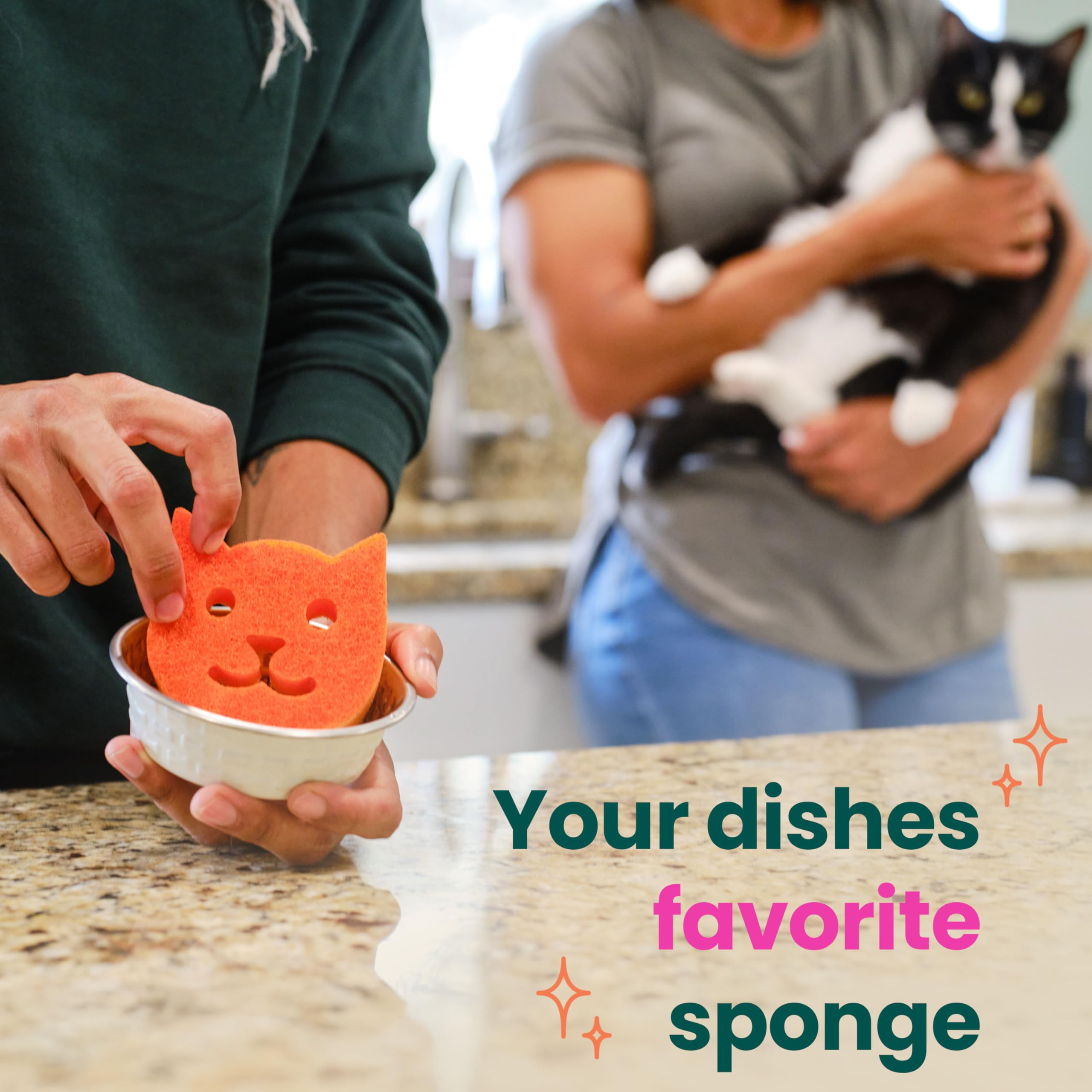 Scotch-Brite Purrfectly Clean Non-Scratch Scrub Sponge, Two- Sided, Limited Edition, 1 Sponge - Image 5