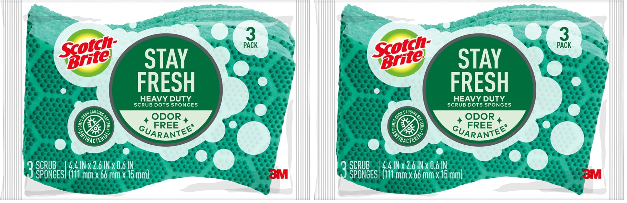 Scotch-Brite Scrub Dots Heavy Duty Scrub Sponge, 3 Scrub Sponges (Pack of 2)