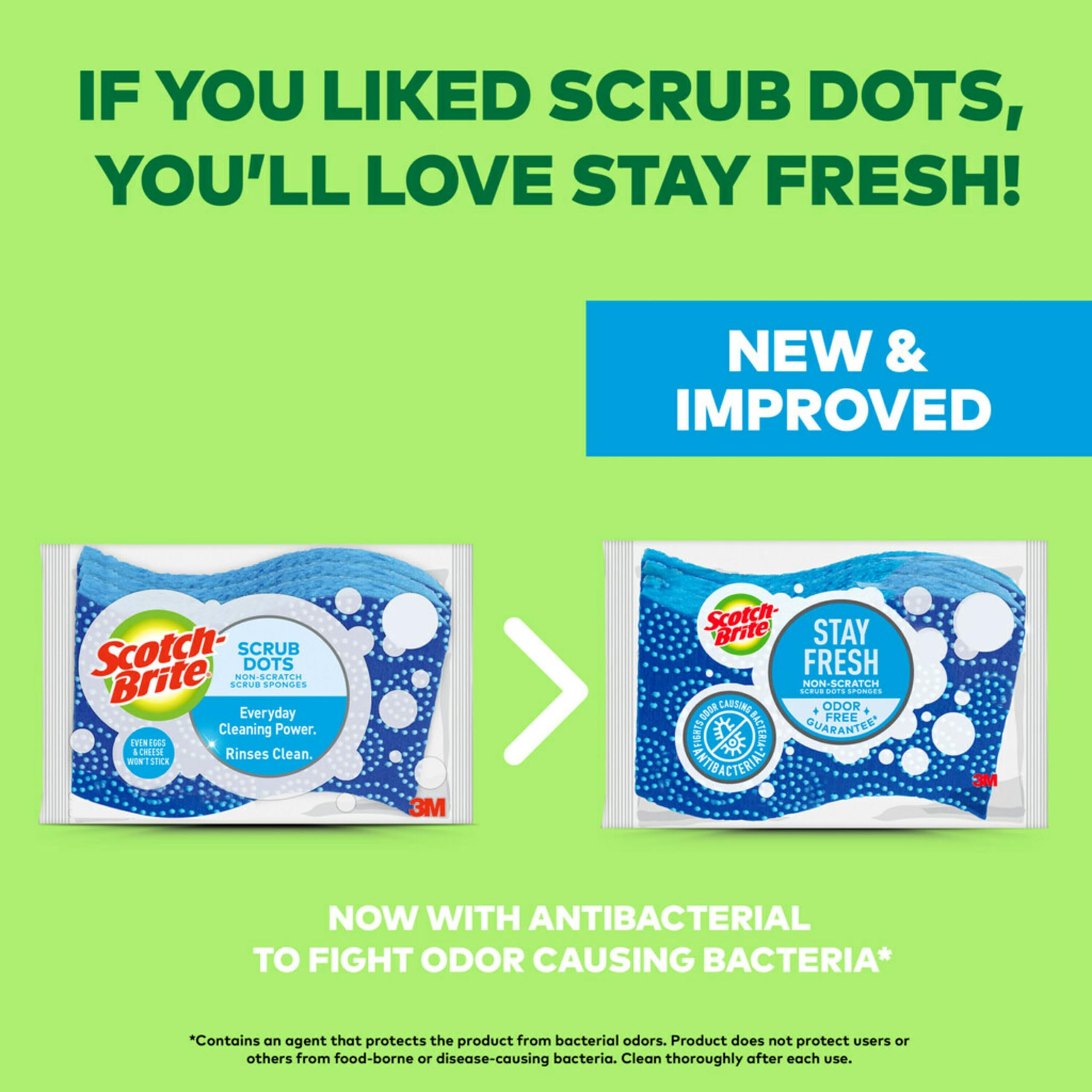 Scotch-Brite Scrub Dots Non-Scratch Scrub Sponge, Rinses Clean, for Washing Dishes and Cleaning Kitchen, 3 Scrub Sponges (Pack of 2) - Image 4