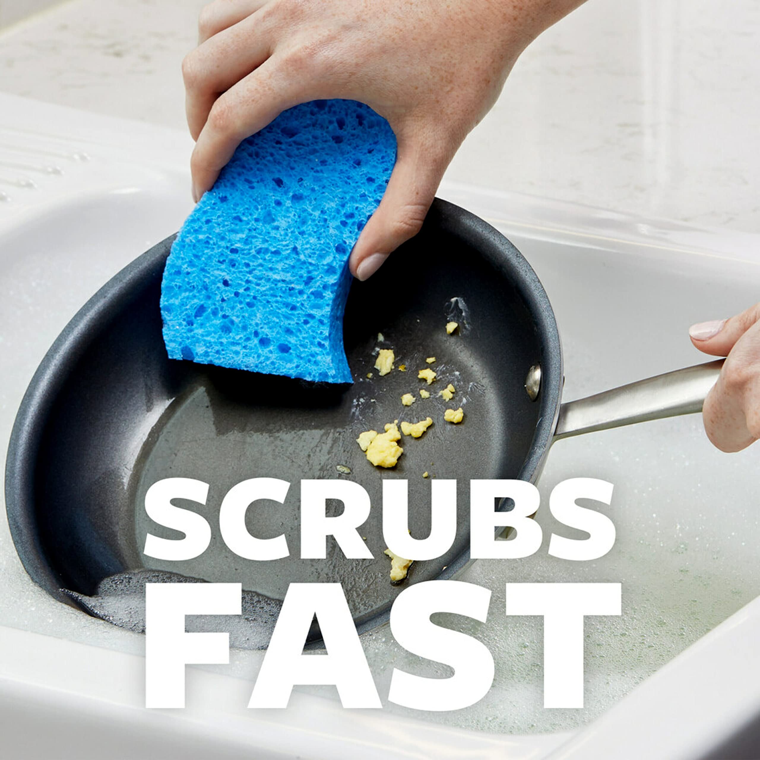 Scotch-Brite Scrub Dots Non-Scratch Scrub Sponge, Rinses Clean, for Washing Dishes and Cleaning Kitchen, 3 Scrub Sponges (Pack of 2) - Image 5