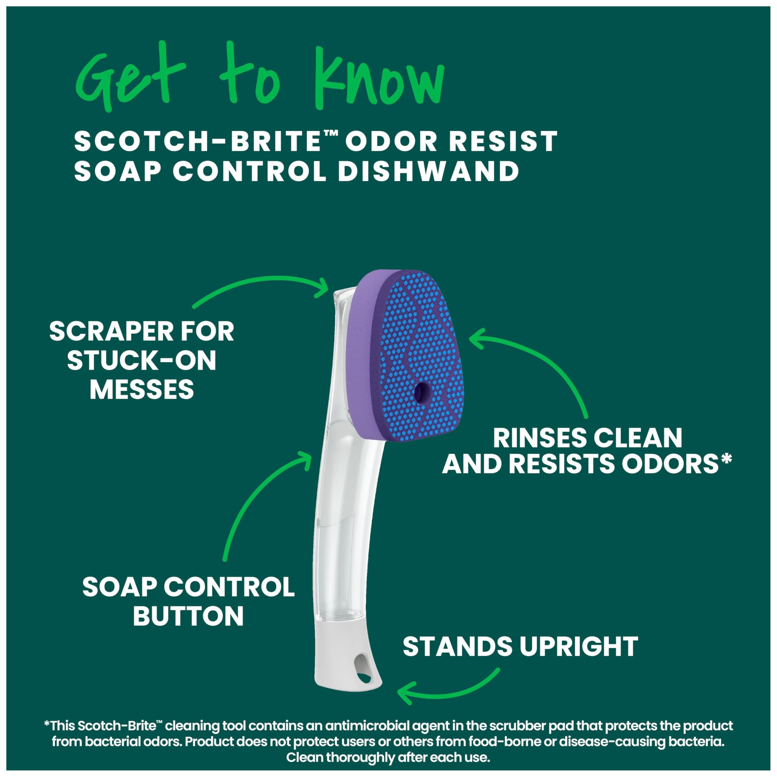Scotch-Brite Soap Control Odor Resist Non Scratch Dishwand, 1 pack - Image 3