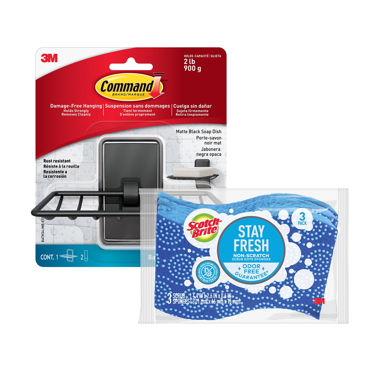 Scotch-Brite Stay Fresh Sponge & Command Storage Bundle