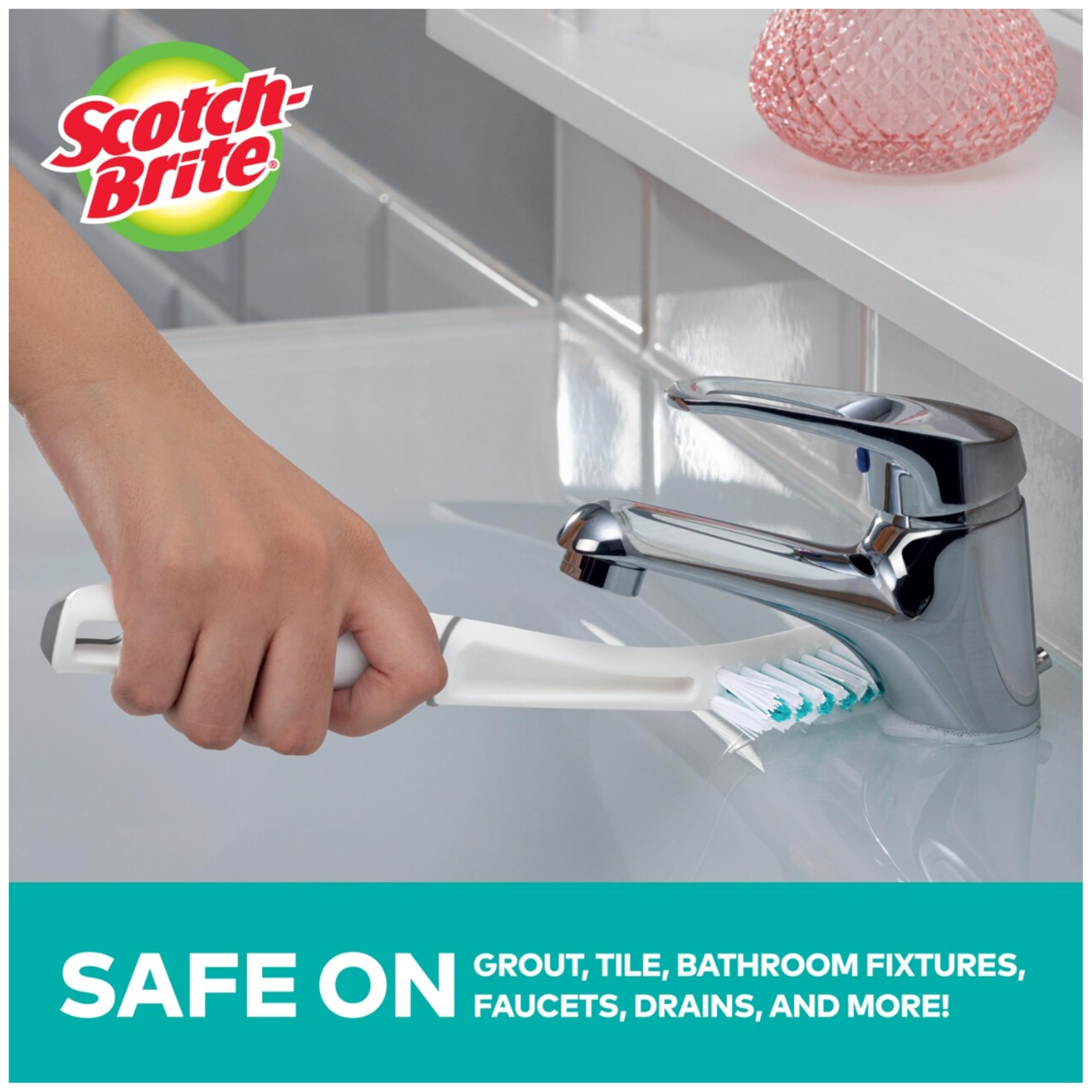 Scotch-Brite Tile & Grout Brush, Strong Bristles to Scrub Away Grime, 6 Count - Image 3