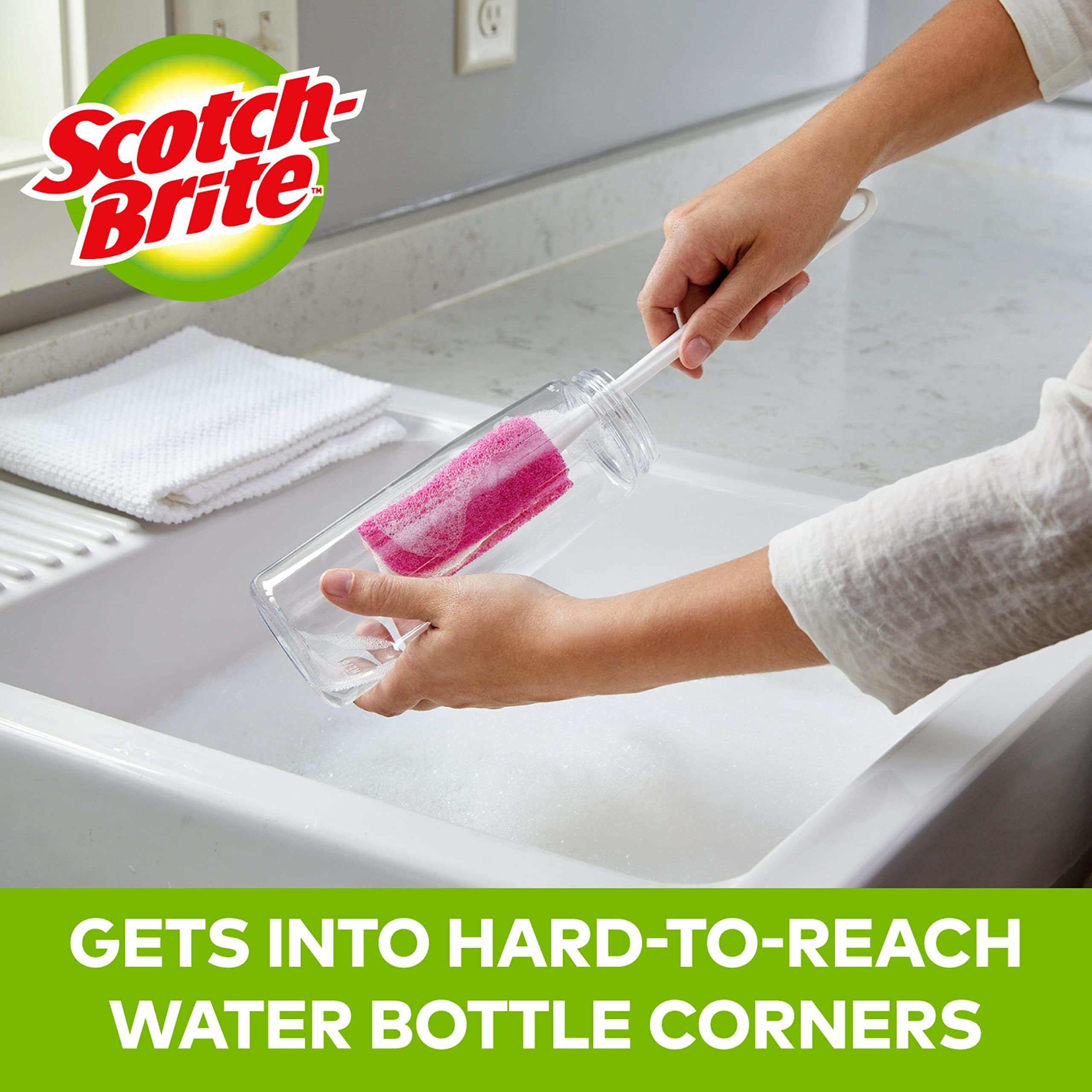 Scotch-Brite Water Bottle Scrubber, Safe On Glass, Plastic and Stainless Steel (Pack of 2) - Image 3