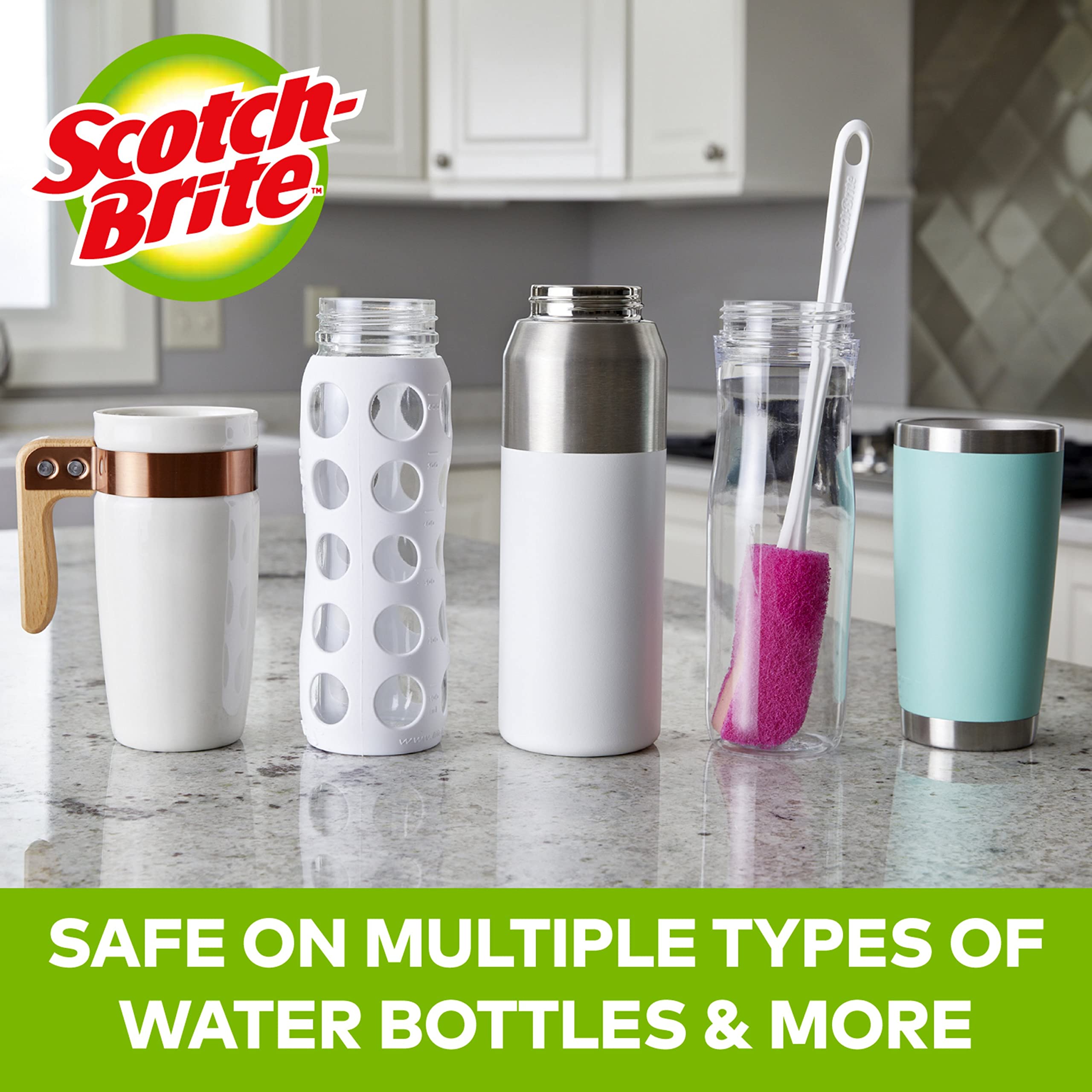 Scotch-Brite Water Bottle Scrubber, Safe On Glass, Plastic and Stainless Steel (Pack of 2) - Image 4