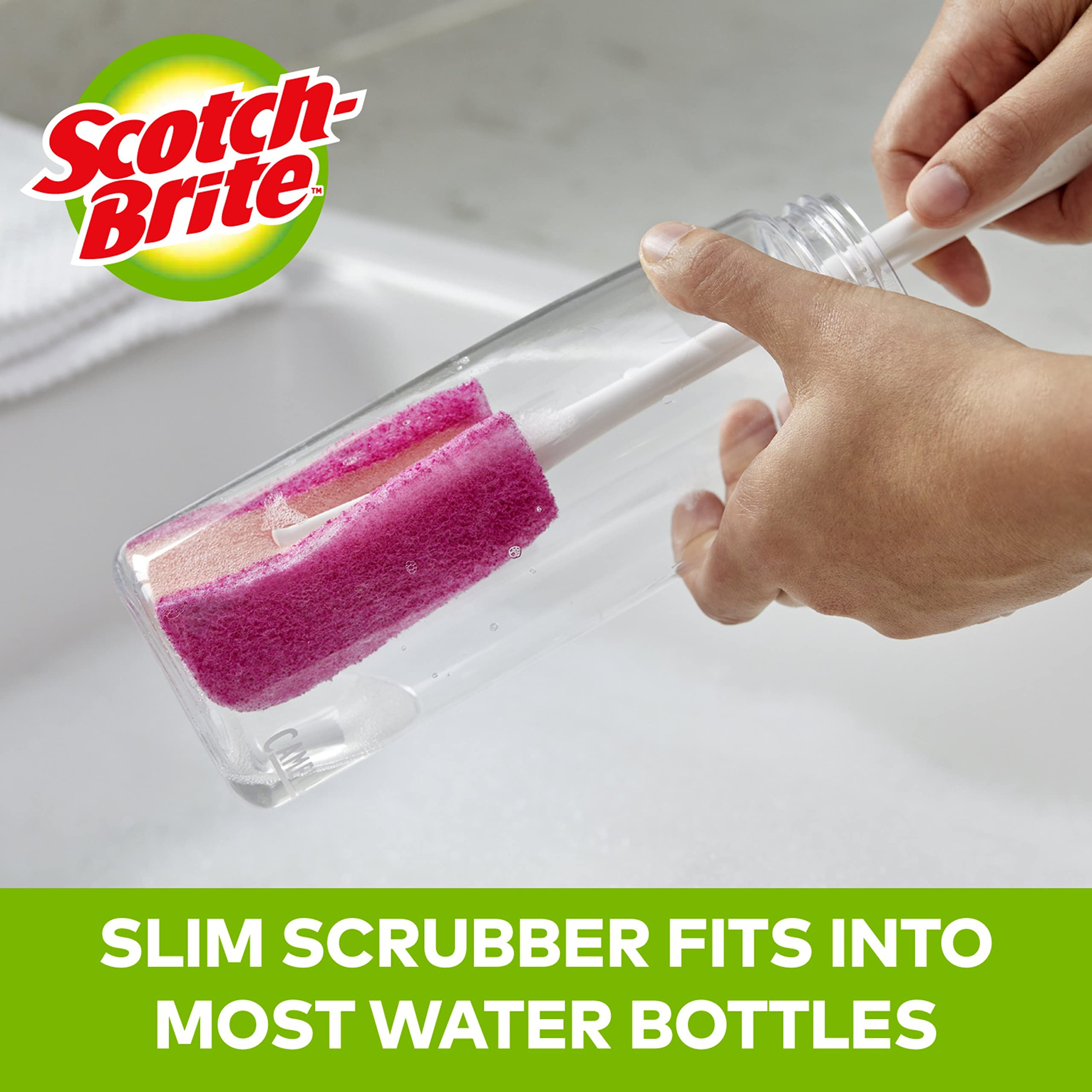 Scotch-Brite Water Bottle Scrubber, Safe On Glass, Plastic and Stainless Steel (Pack of 2) - Image 5
