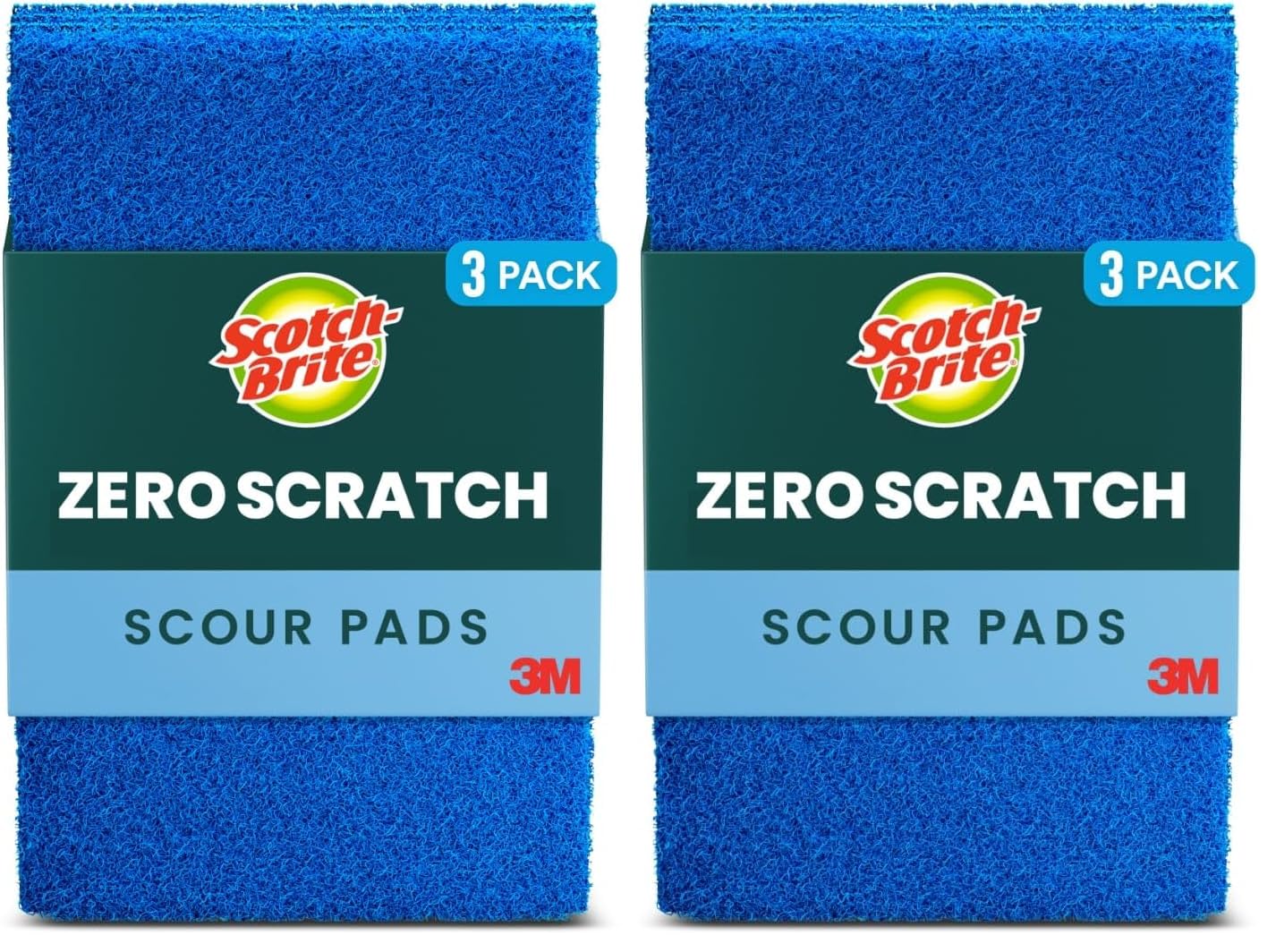 Scotch-Brite® Zero Scratch Scour Pad, 3 Scrubbing Pads, Non-Scratch Scouring Pads for Kitchen and Dish Cleaning (Pack of 2)