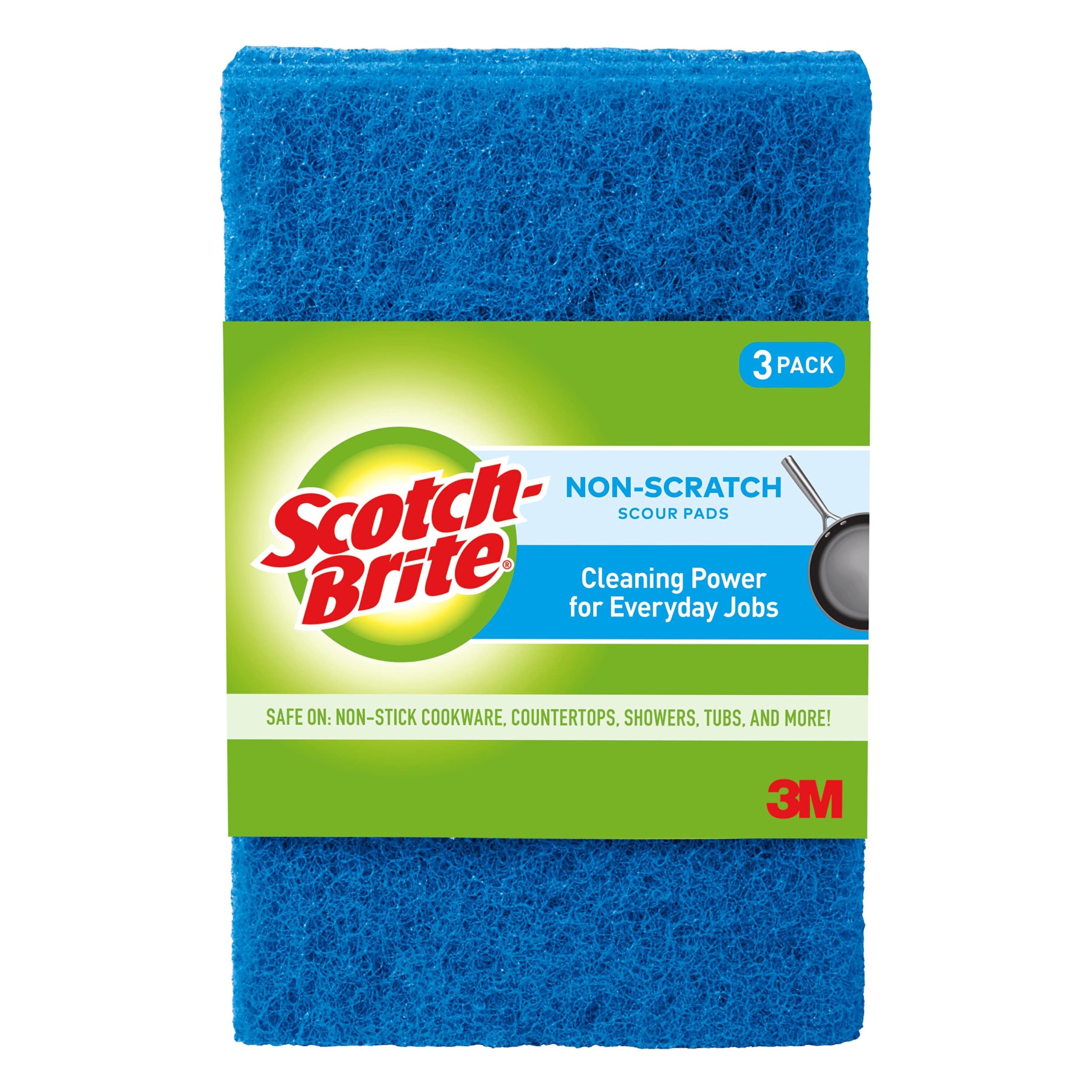 Scotch-Brite® Zero Scratch Scour Pad, 3 Scrubbing Pads, Non-Scratch Scouring Pads for Kitchen and Dish Cleaning (Pack of 2) - Image 2