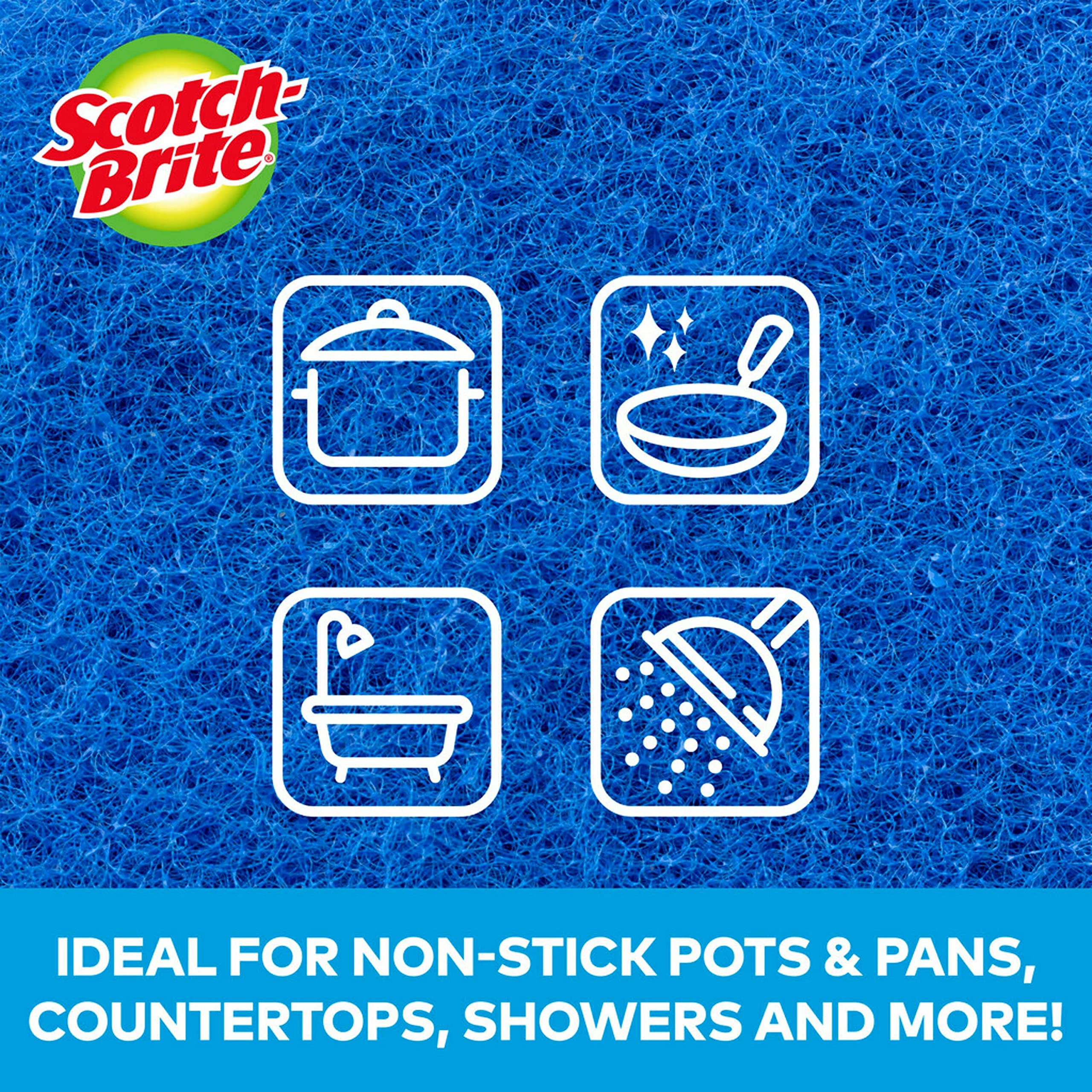 Scotch-Brite® Zero Scratch Scour Pad, 3 Scrubbing Pads, Non-Scratch Scouring Pads for Kitchen and Dish Cleaning (Pack of 2) - Image 4