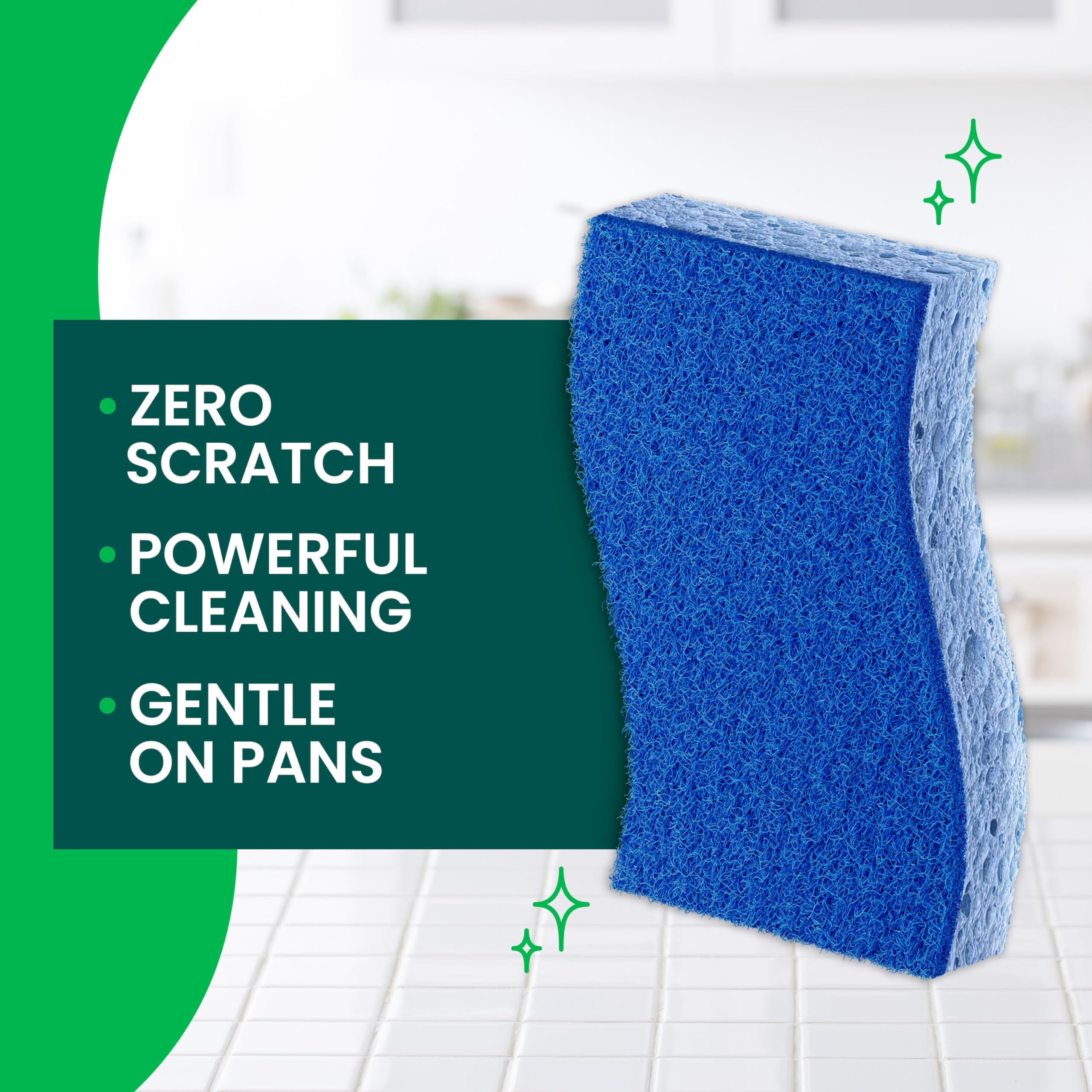 Scotch-Brite Zero Scratch Scrub Sponge, 12 Kitchen Sponges for Cleaning Around the Home, Bathroom & More, Effective + Gentle Dish Scrubber, Best for Nonstick Pots and Pans, Safe on Most Surfaces - Image 3